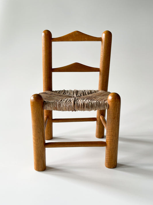 Vintage Miniature Ladder Back Rush Seat Doll Chair