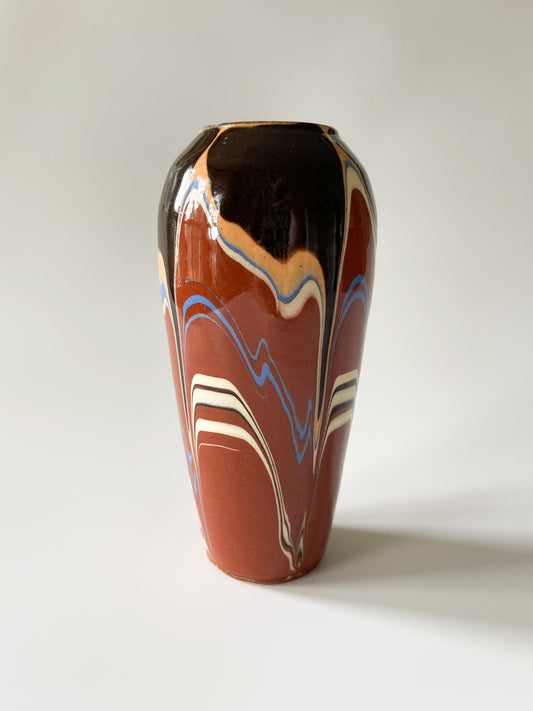 Vintage Bulgarian Traditional Redware Pottery Vase 6"