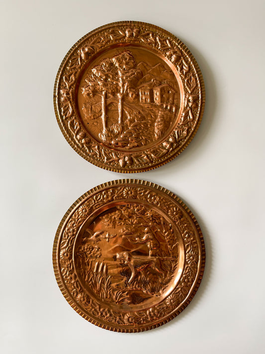 Vintage Italian Embossed Copper Wall Plaques