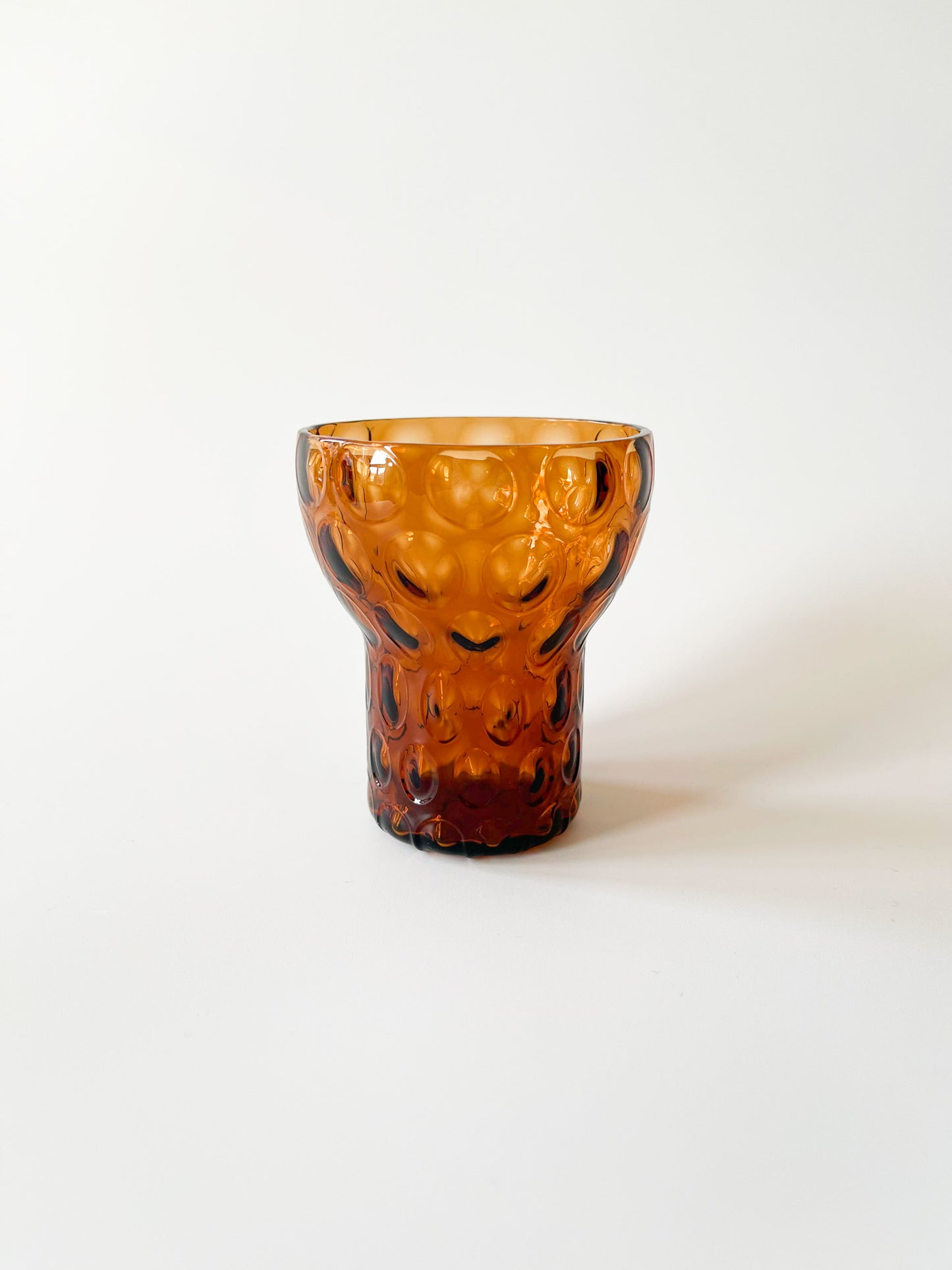Vintage Midcentury Stemmed Amber Optic Glasses