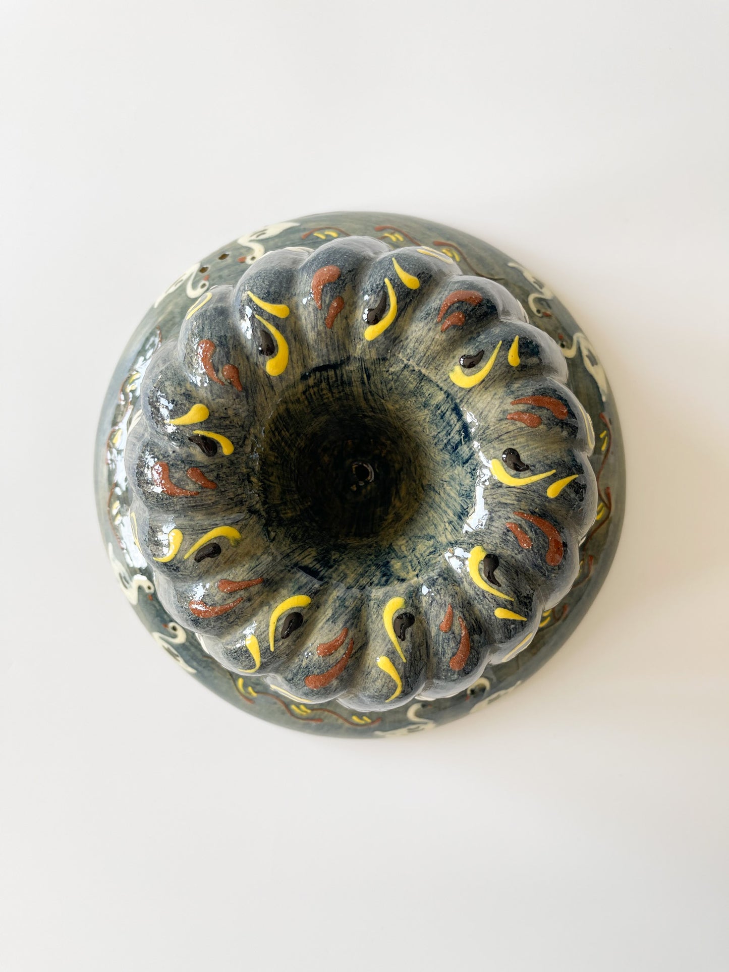 Vintage French Alsace Pottery Swan Kugelhopf Mold