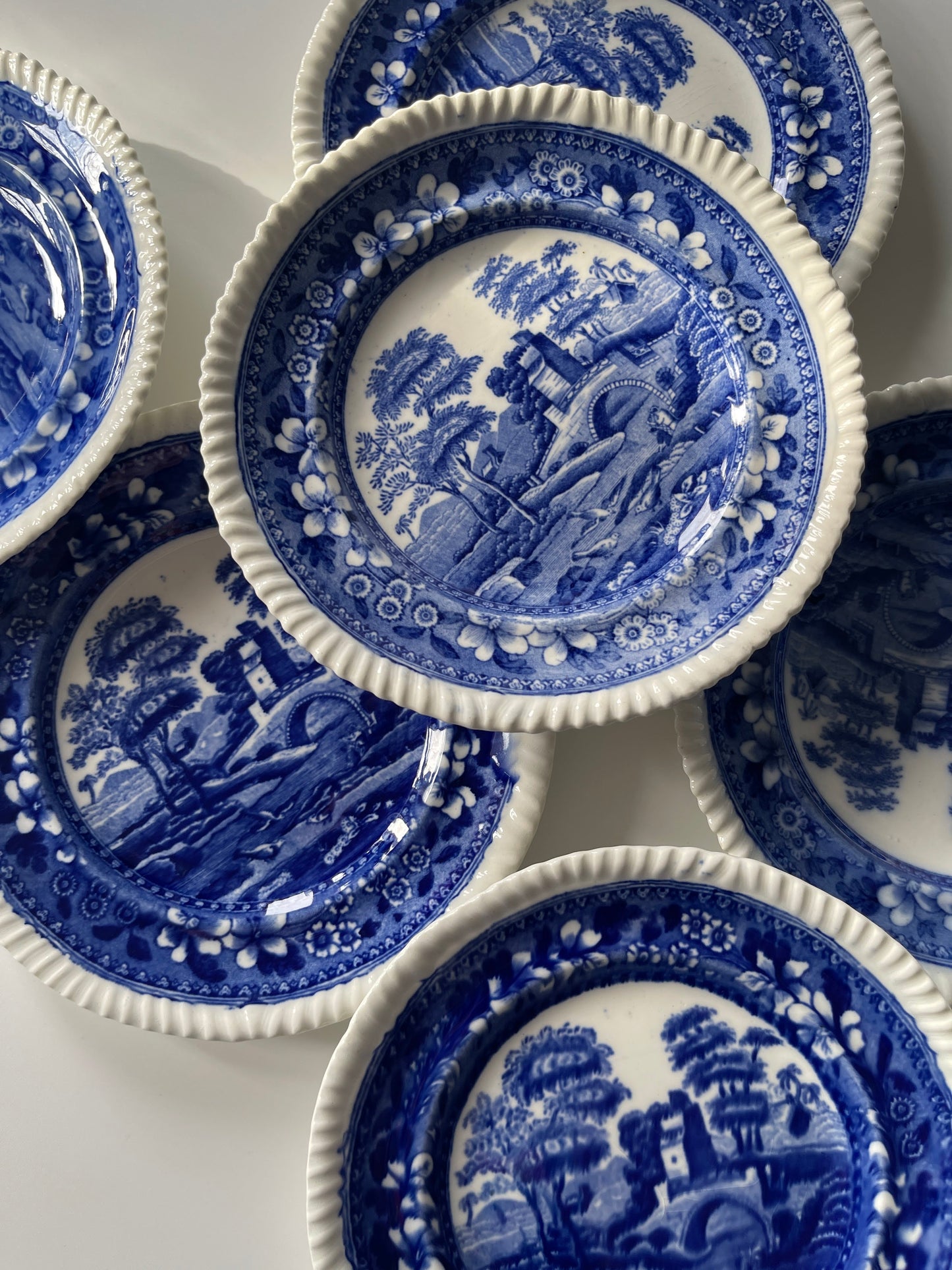 Antique Copeland Spode Tower Blue Bread & Butter Plates