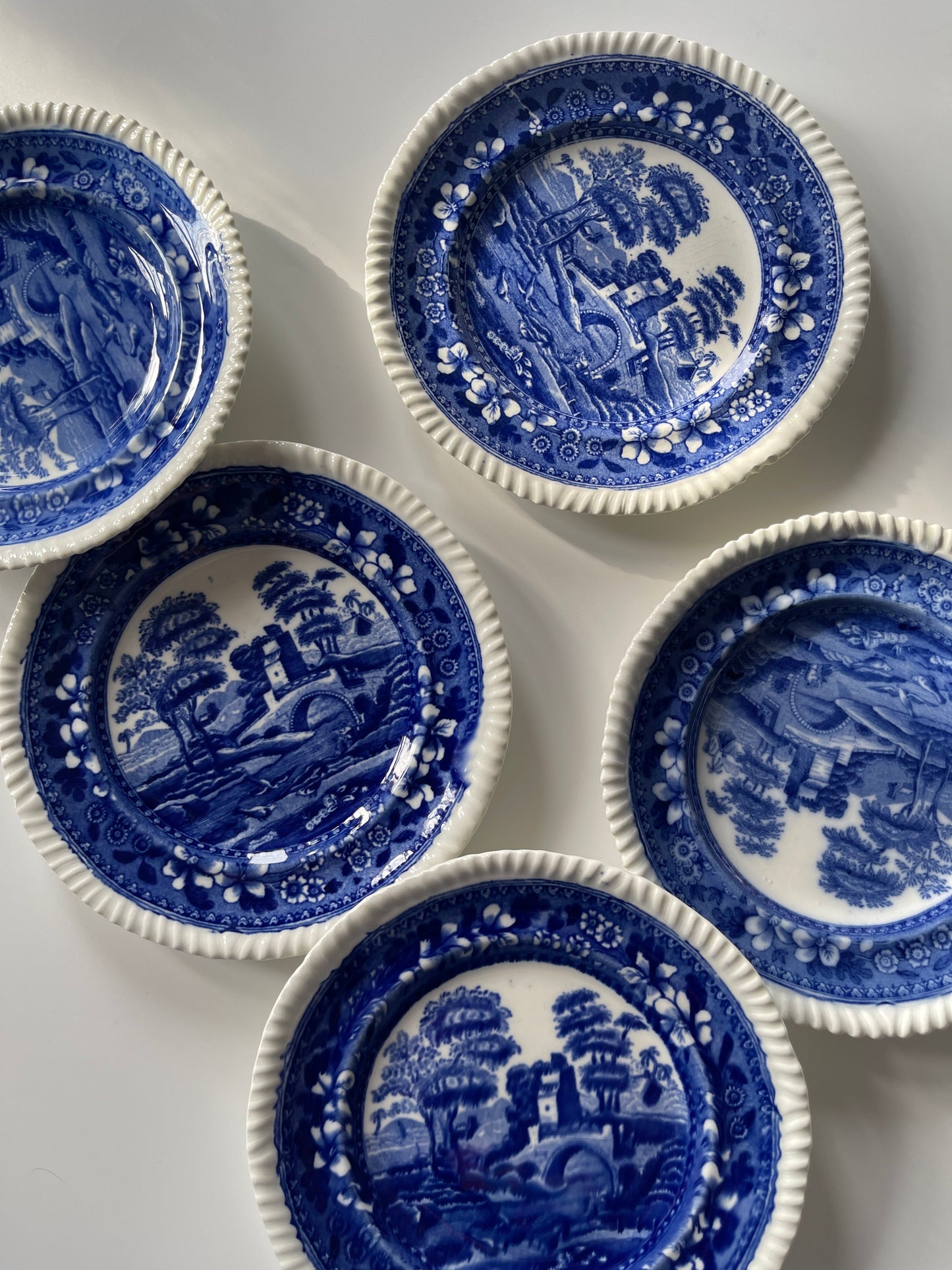 Antique Copeland Spode Tower Blue Bread & Butter Plates