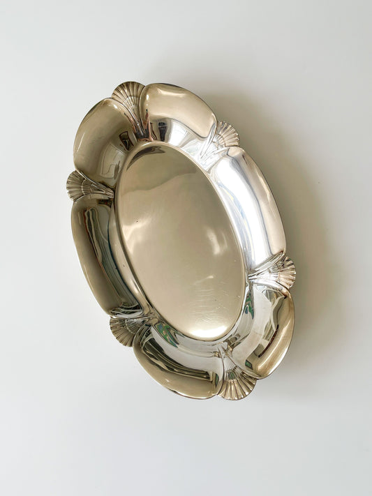 Vintage Silver Plate Oval Shell Tray