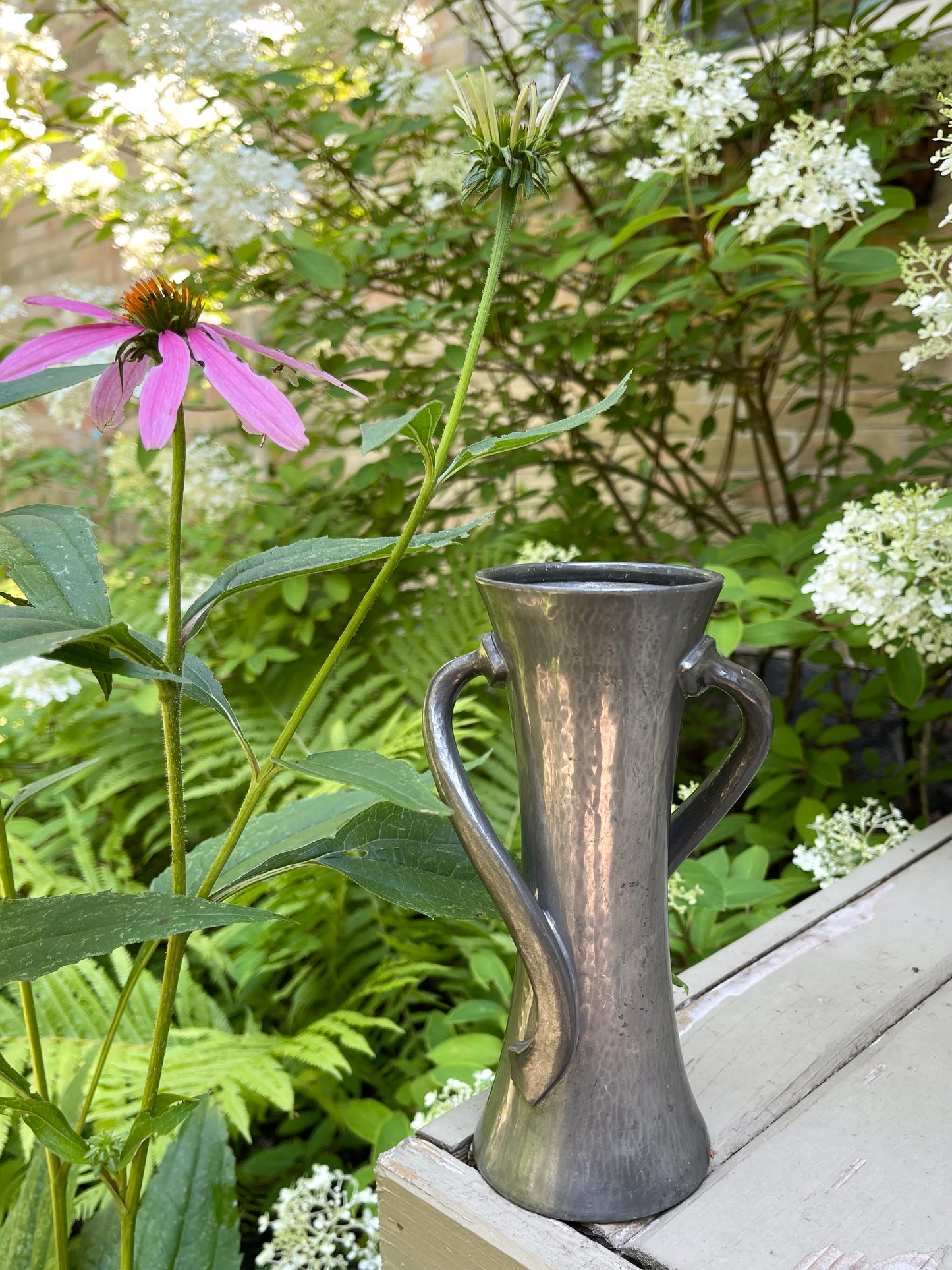 Antique Tudric Pewter Twin-Handled Vase by Oliver Baker for Liberty & Co.
