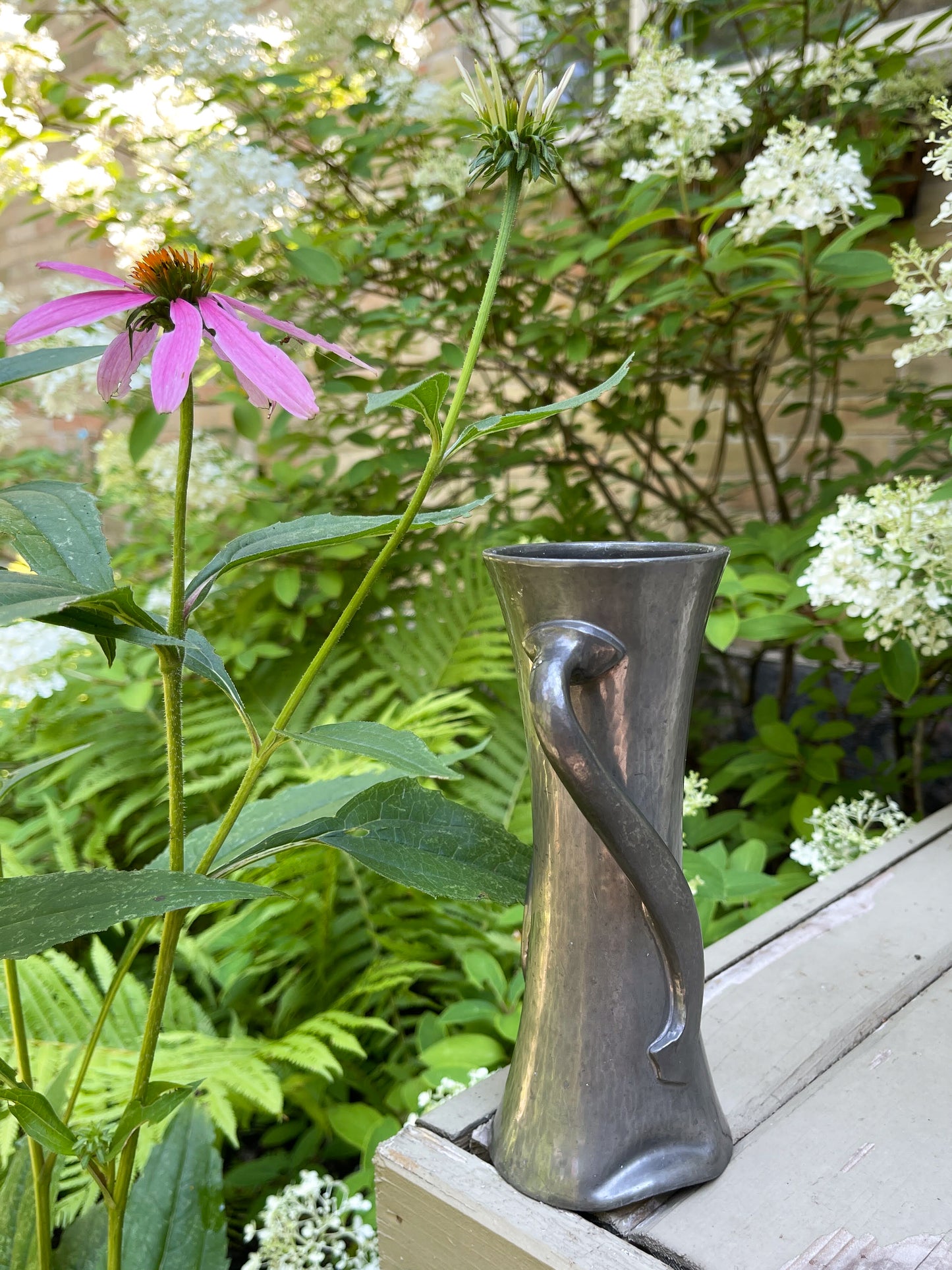 Antique Tudric Pewter Twin-Handled Vase by Oliver Baker for Liberty & Co.