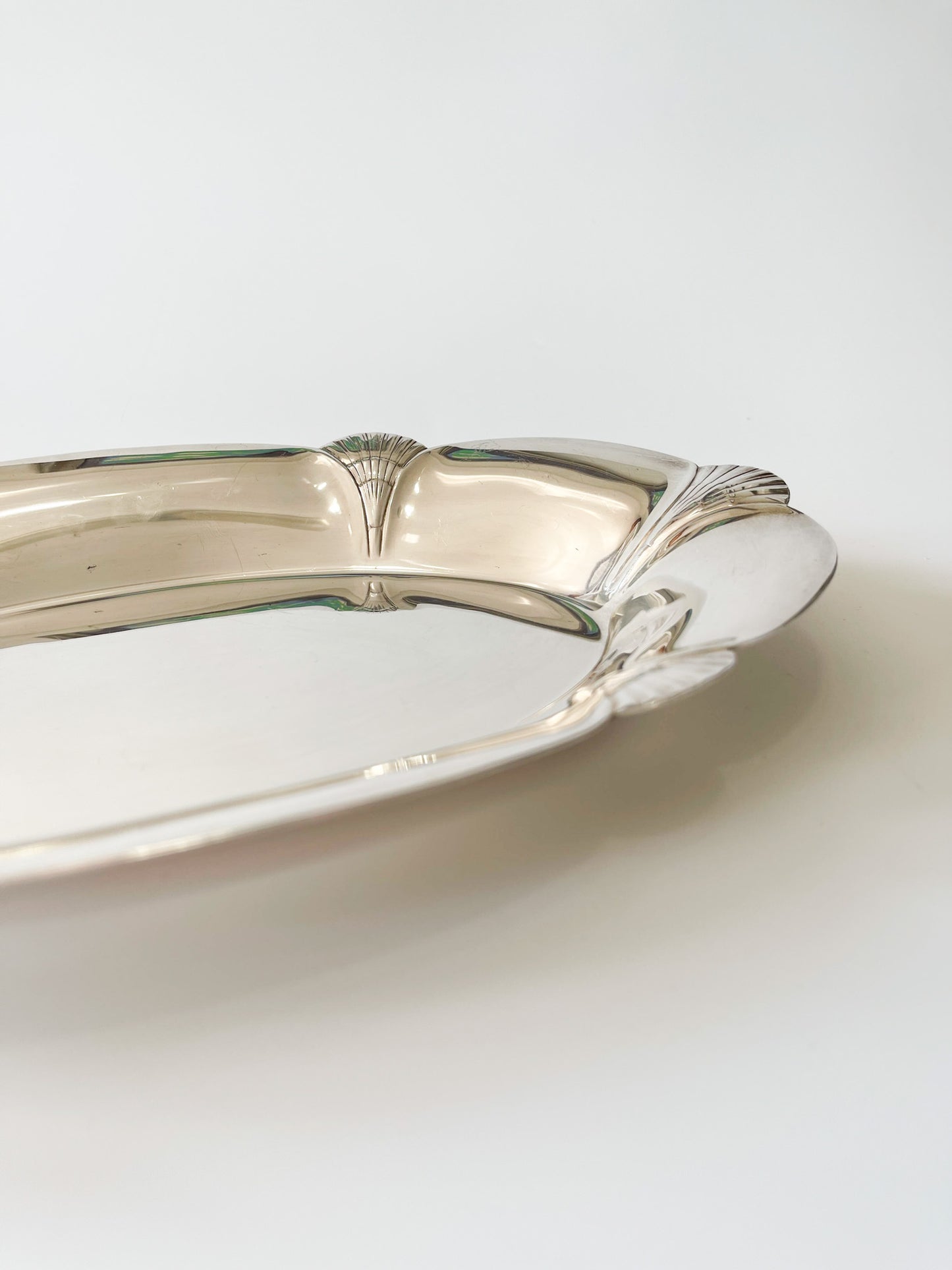 Vintage Silver Plate Oval Shell Tray