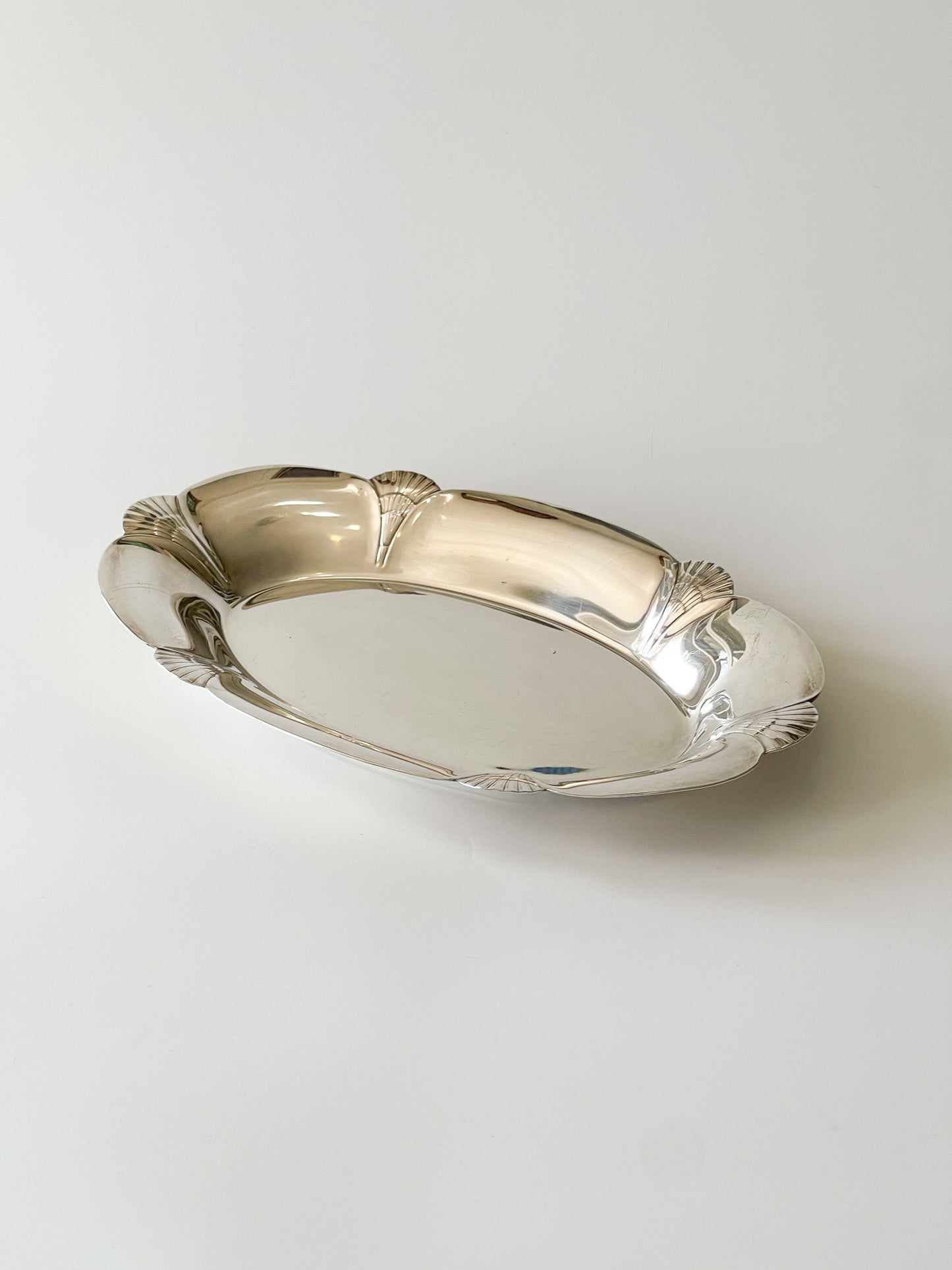 Vintage Silver Plate Oval Shell Tray