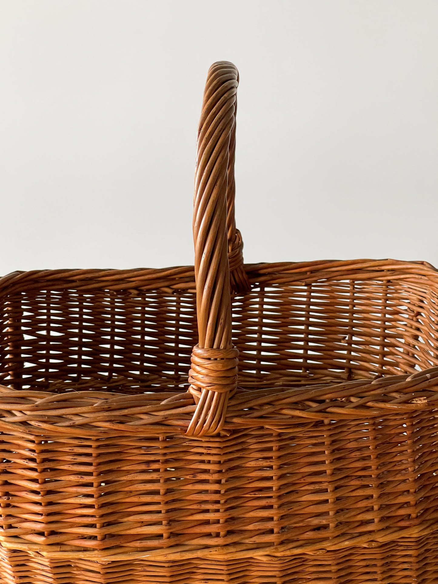 Vintage Handwoven Rectangular Market Basket