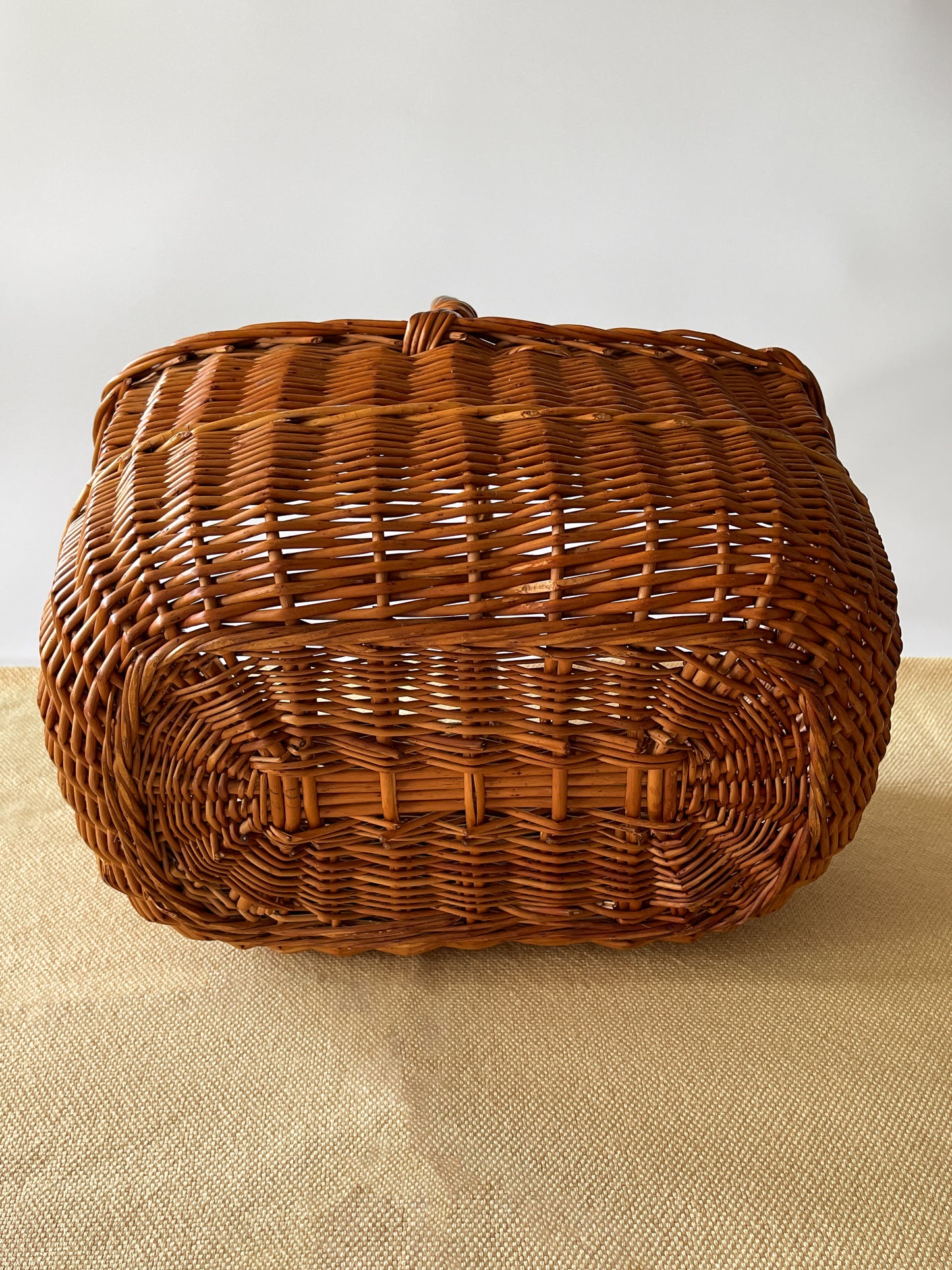 Vintage Handwoven Rectangular Market Basket