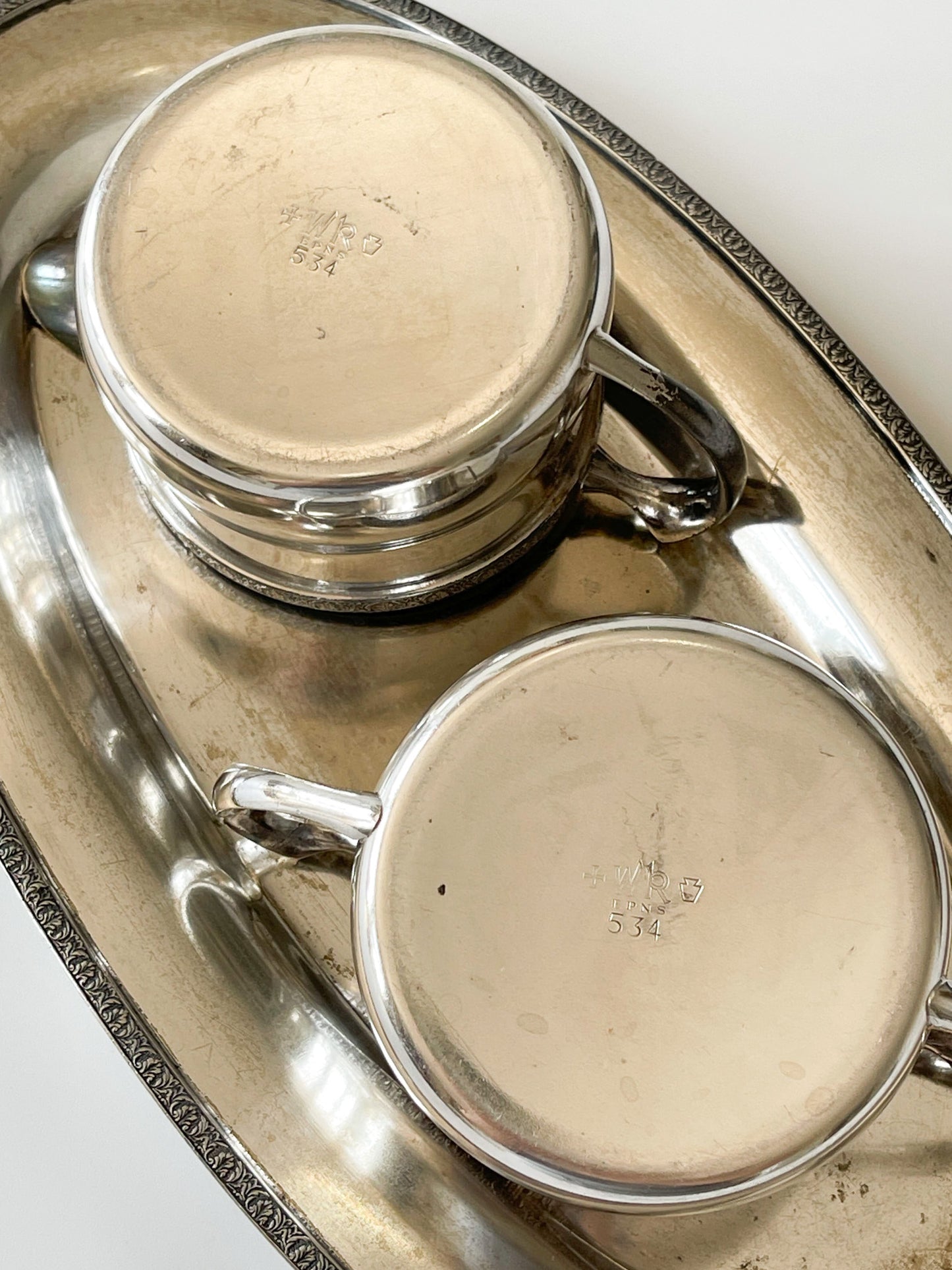 Vintage Wm. Rogers Silver Plate Sugar Creamer Tray Set