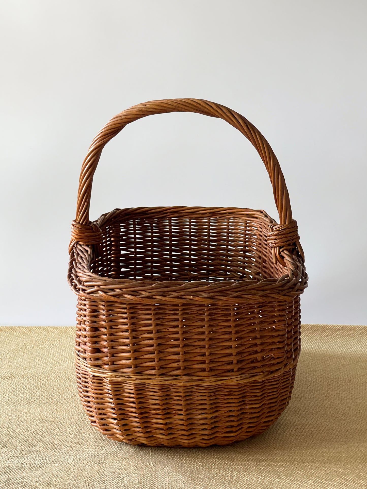 Vintage Handwoven Rectangular Market Basket