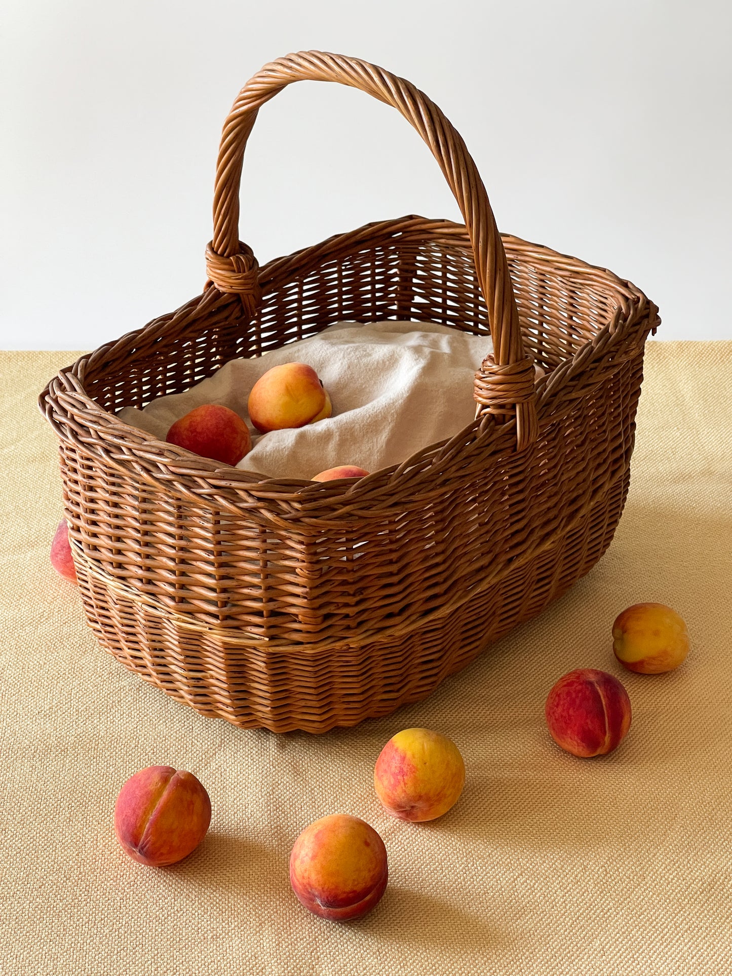 Vintage Handwoven Rectangular Market Basket