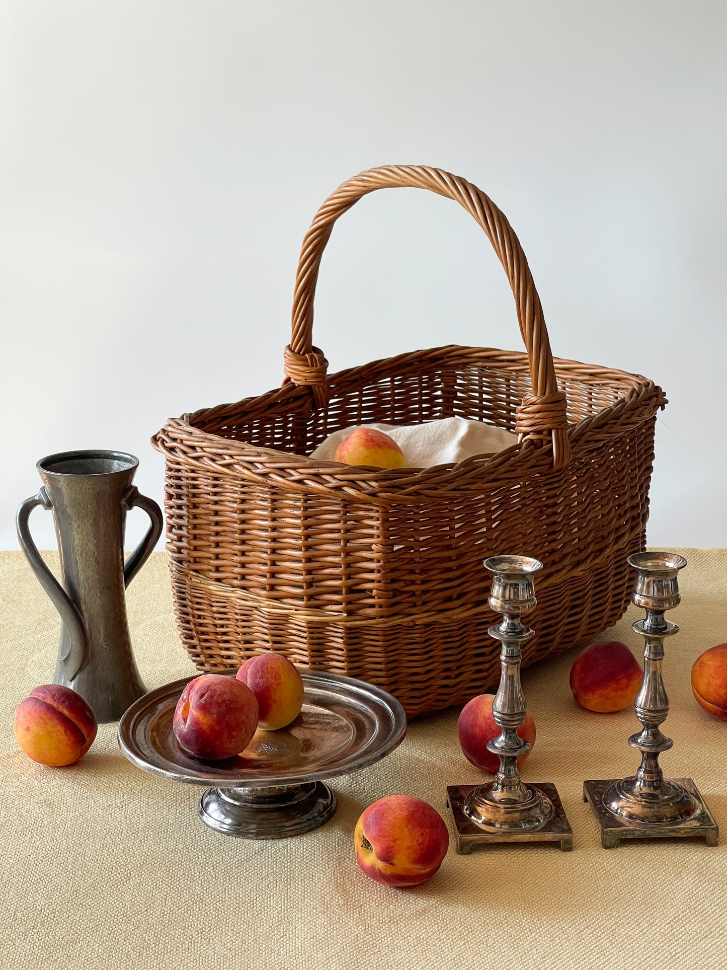 Vintage Handwoven Rectangular Market Basket