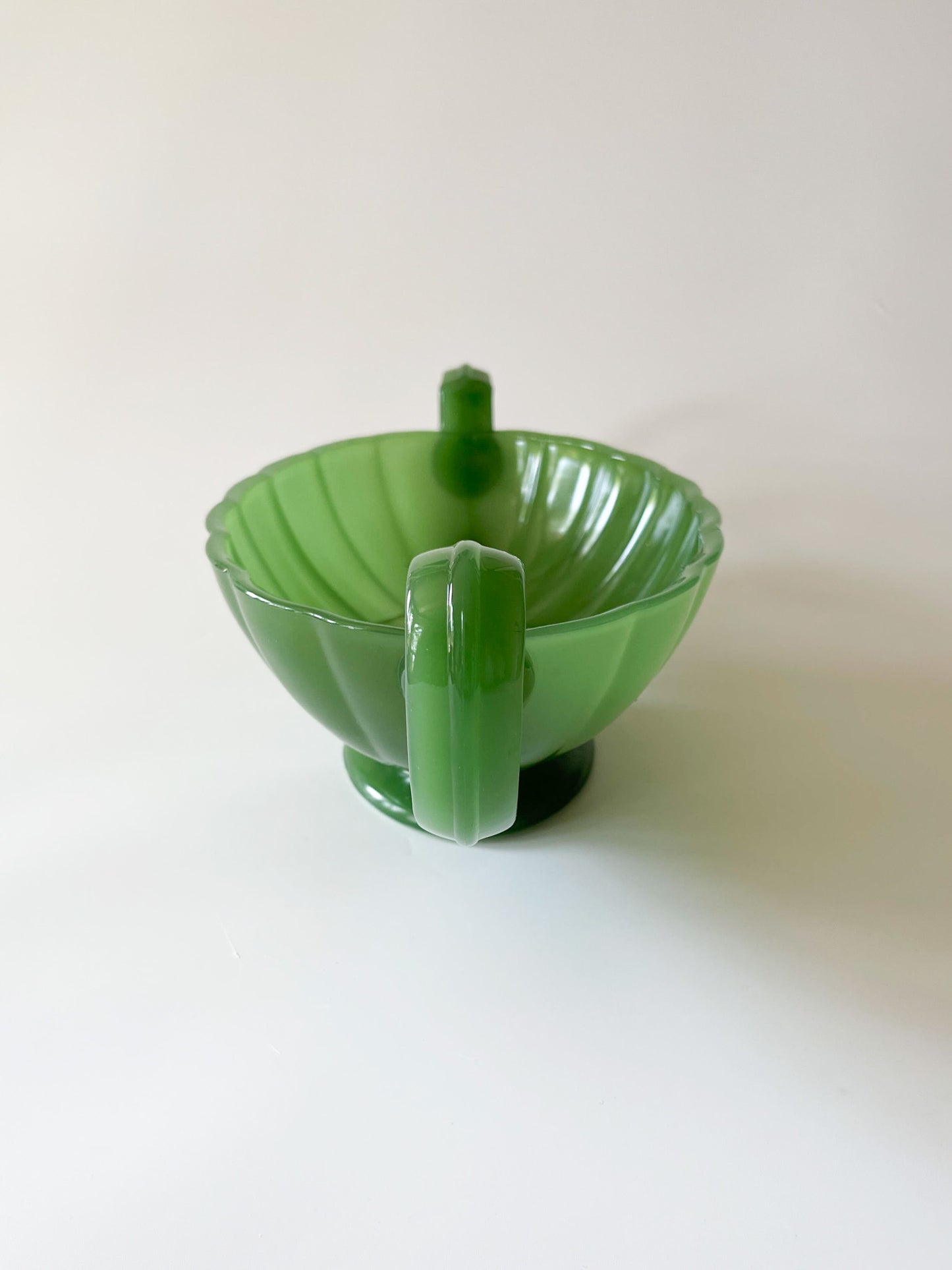 Antique Northwood Jade Green Glass Staple Repair Mantle Vase