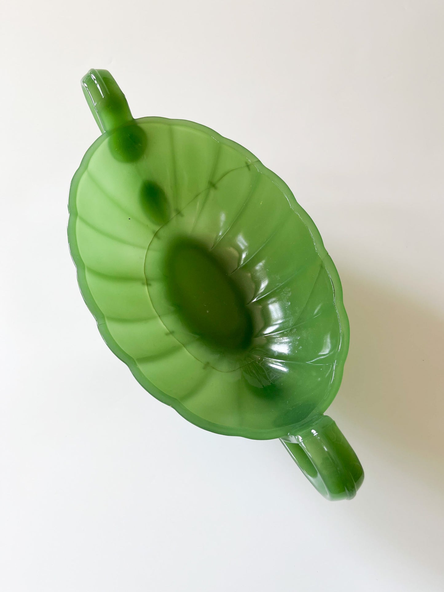 Antique Northwood Jade Green Glass Staple Repair Mantle Vase