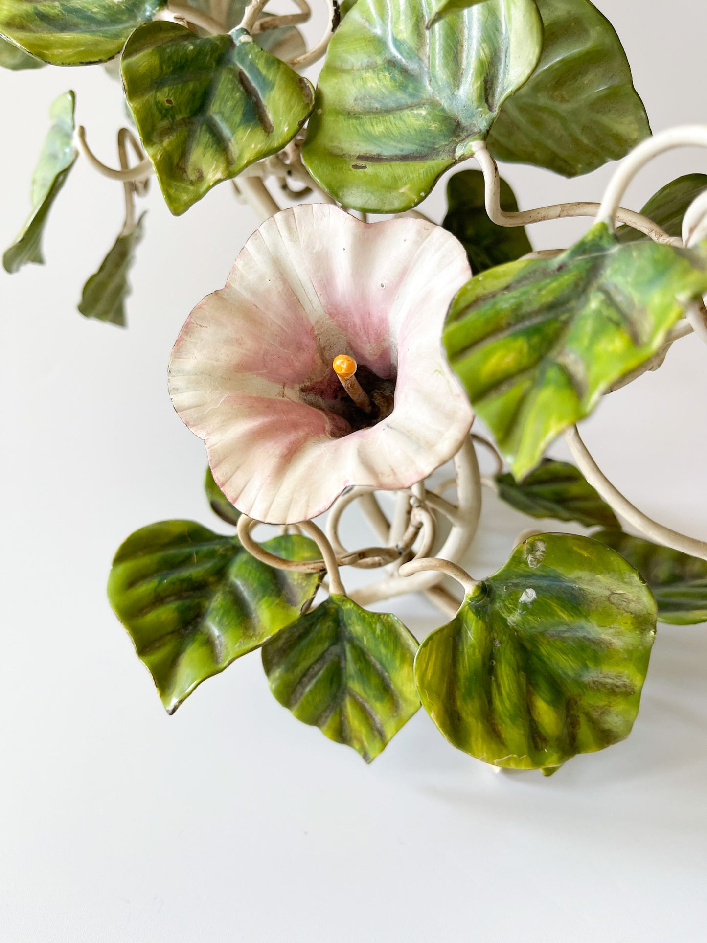 Vintage Morning Glory Toleware Candelabra