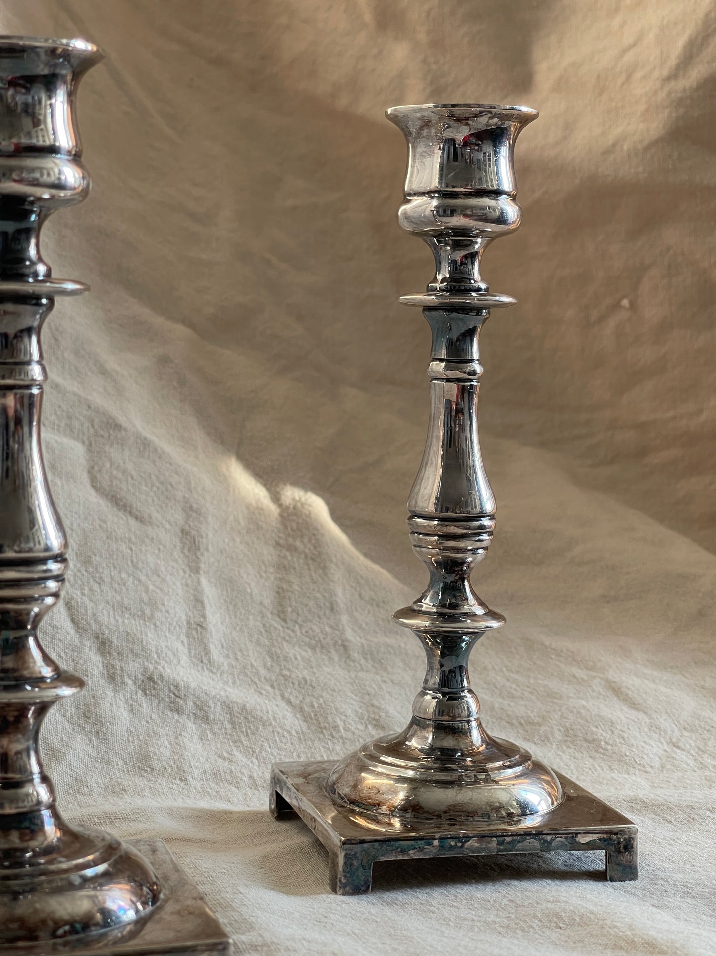 Vintage English Silver Plate Candlesticks