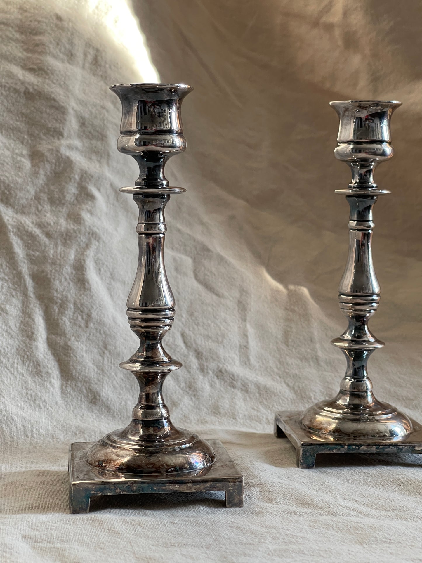 Vintage English Silver Plate Candlesticks