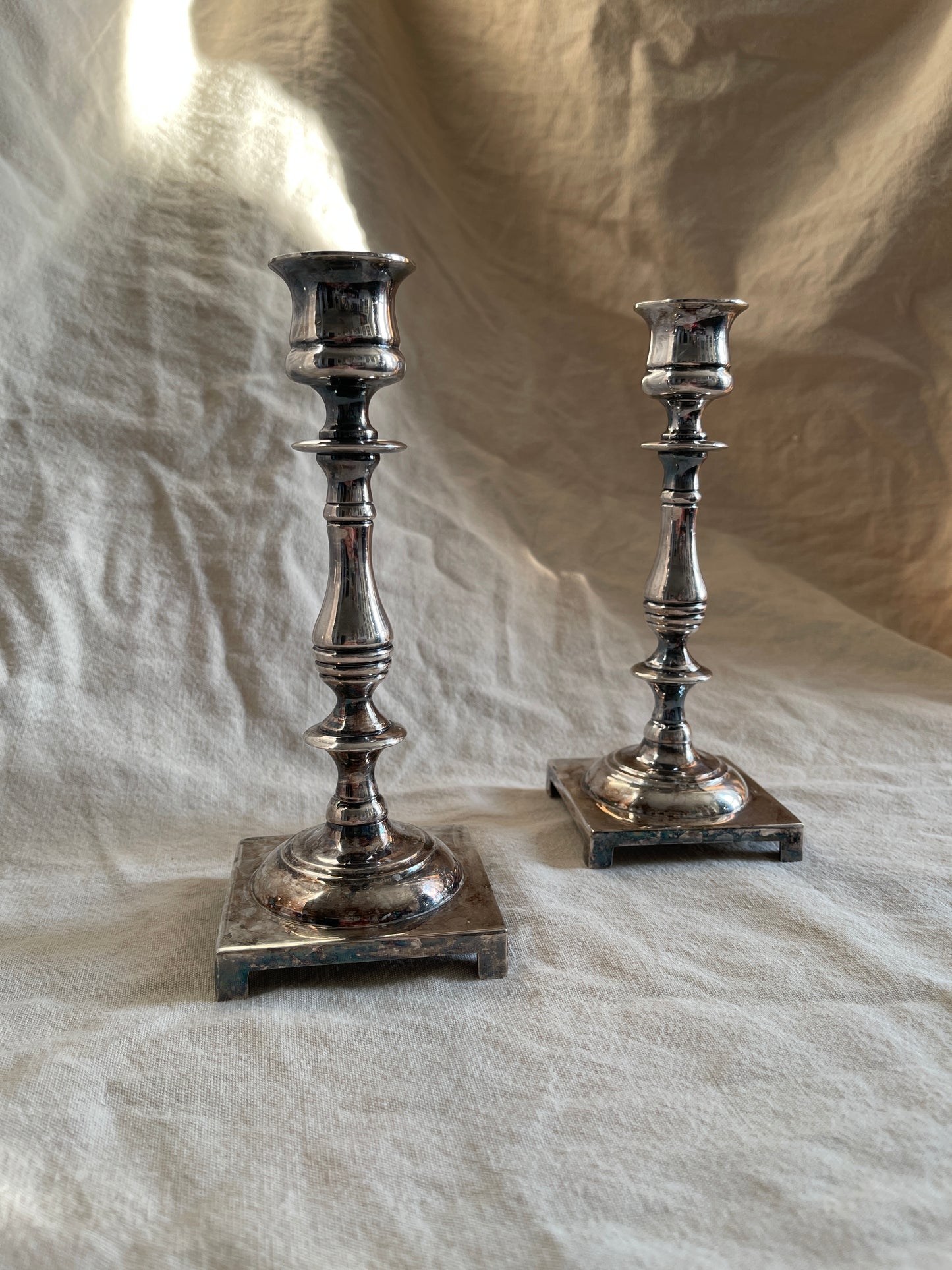 Vintage English Silver Plate Candlesticks