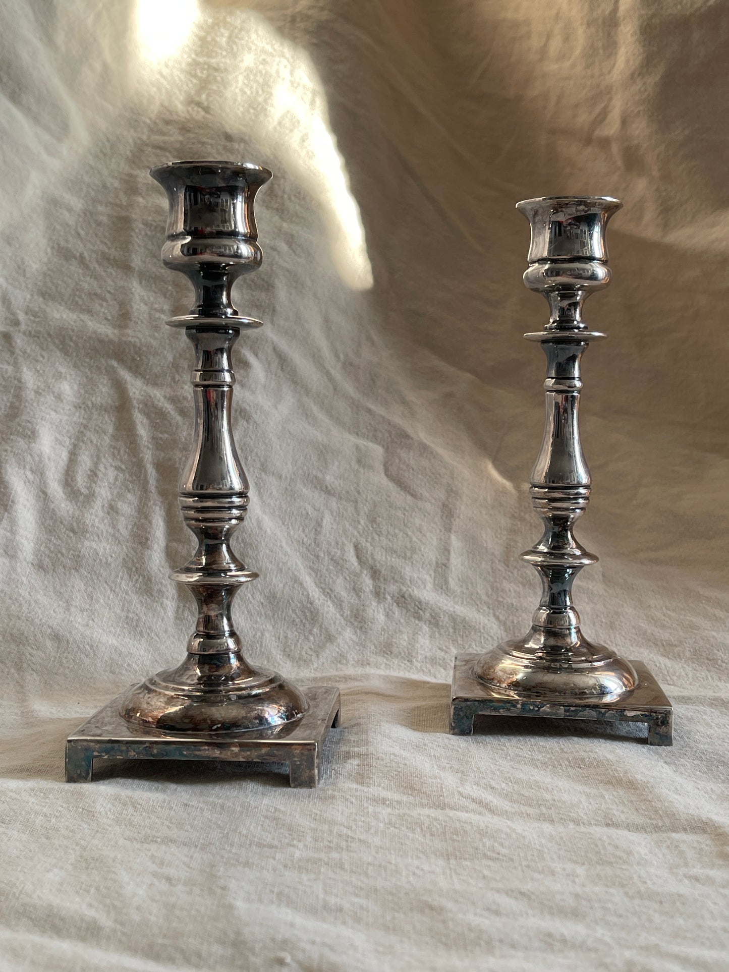 Vintage English Silver Plate Candlesticks