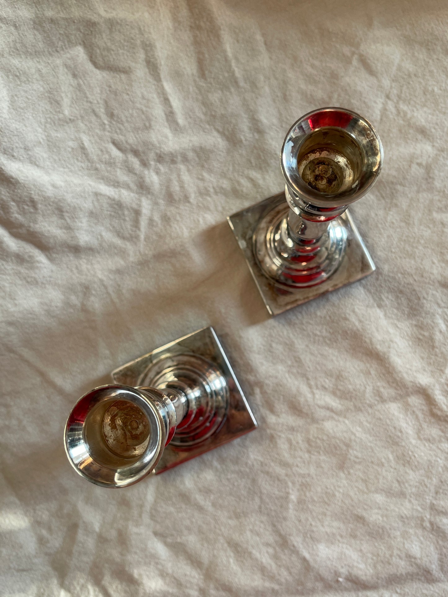 Vintage English Silver Plate Candlesticks