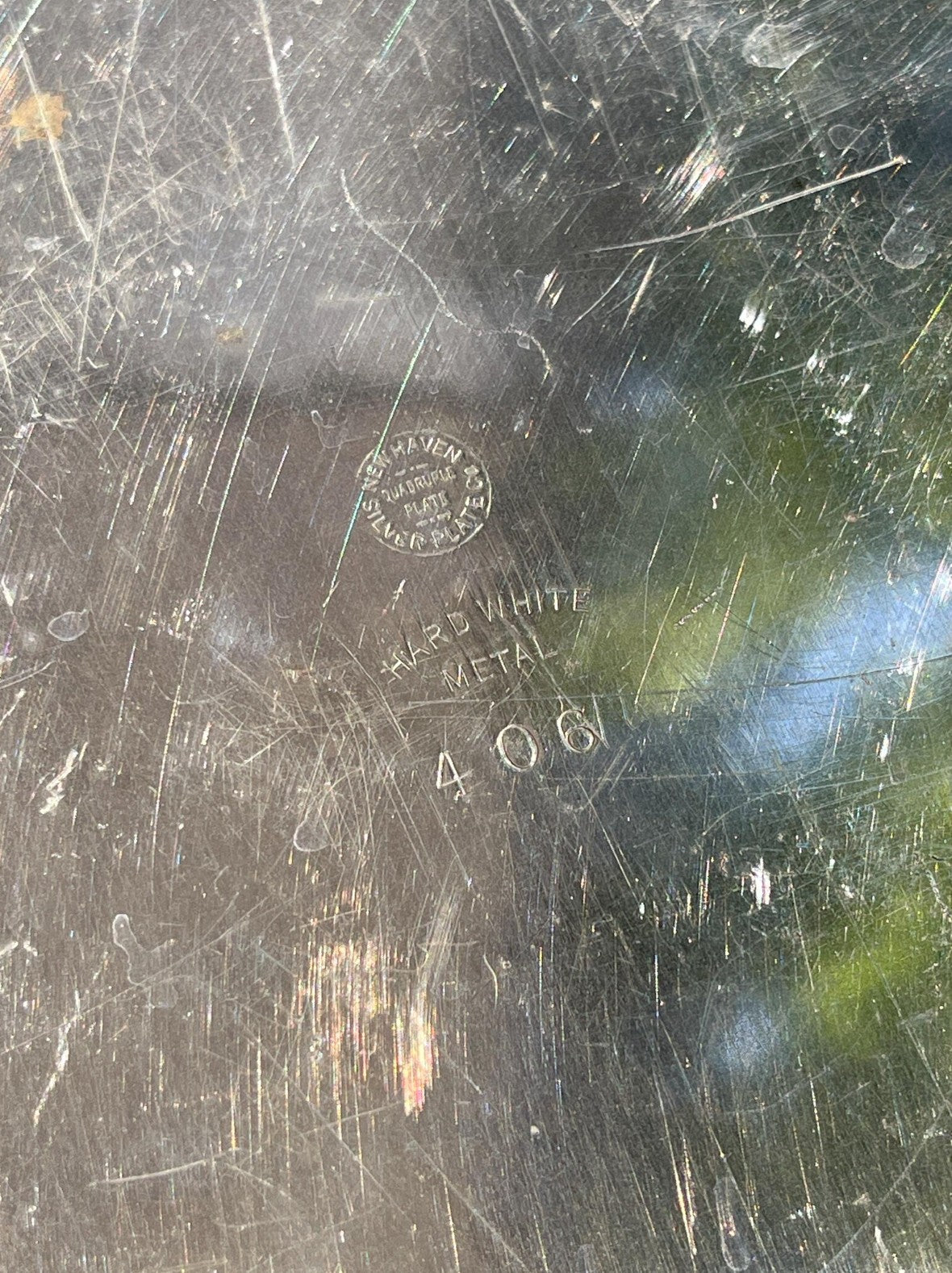 Antique American Victorian Etched Metal Tray