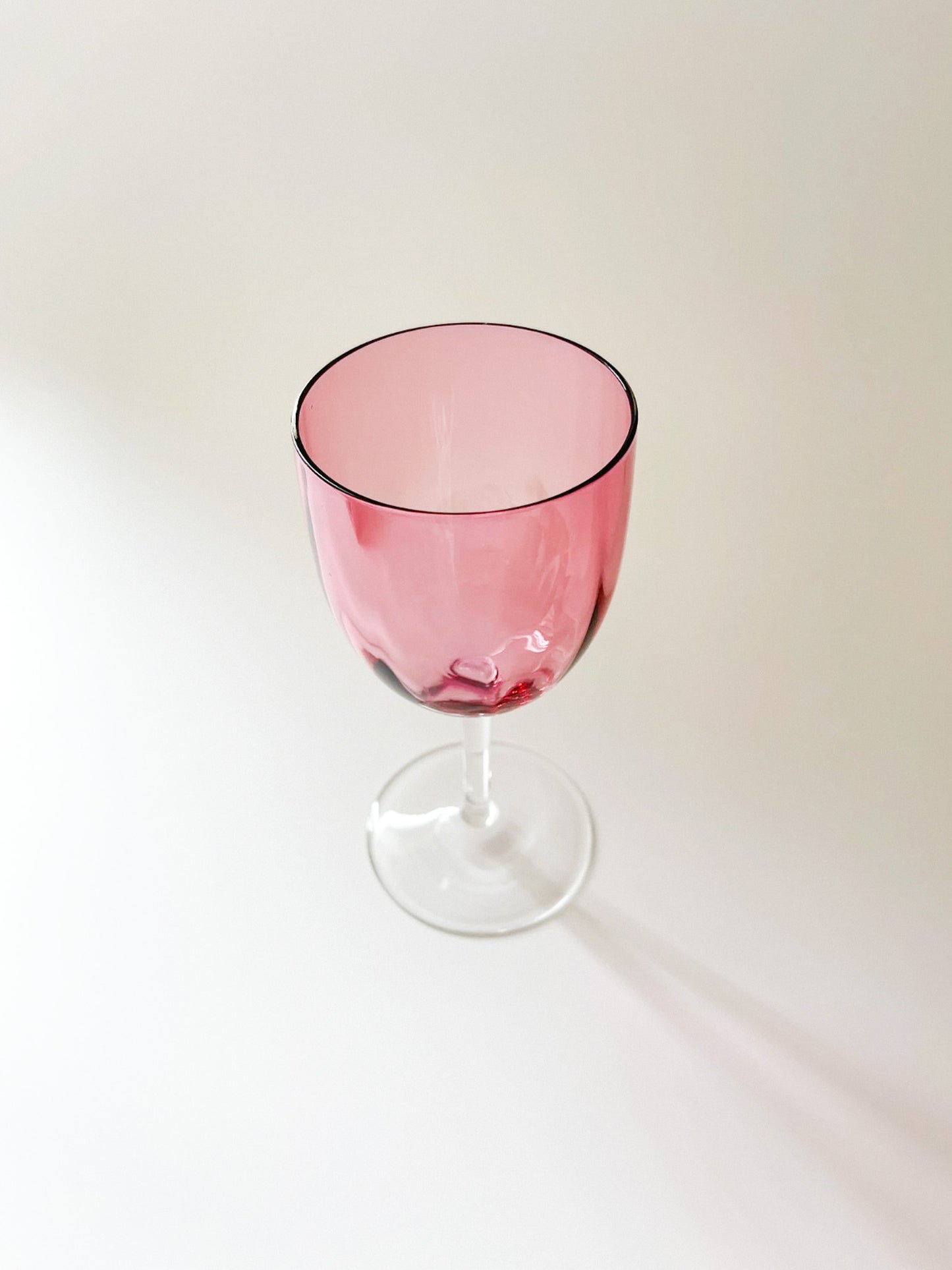 Vintage Cranberry Crystal Fluted Wine Glasses