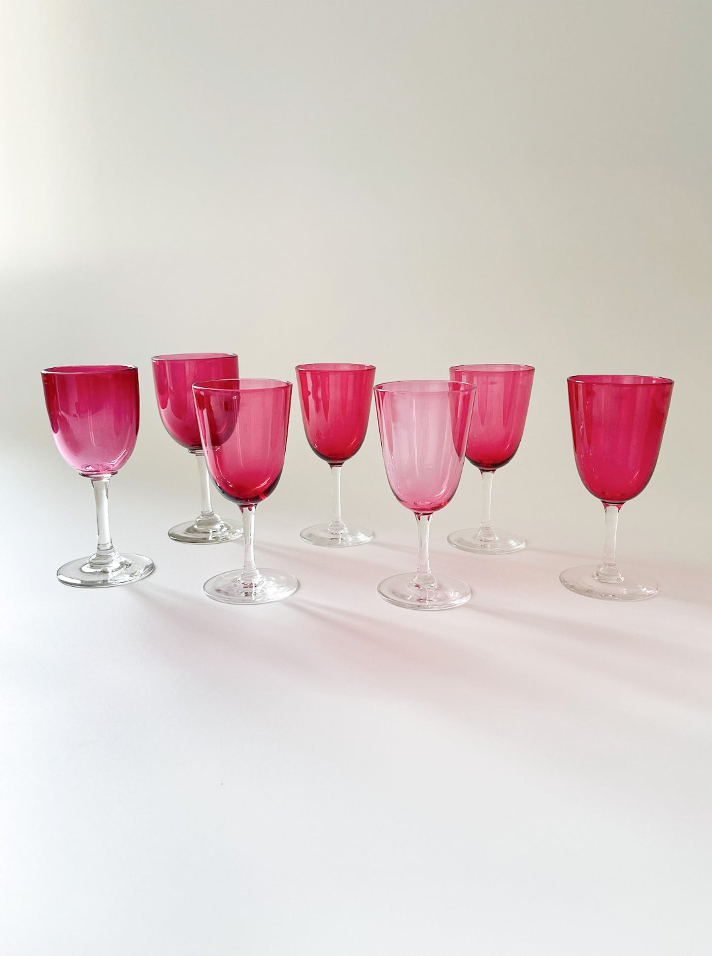 Antique Cranberry Crystal Sherry Glasses
