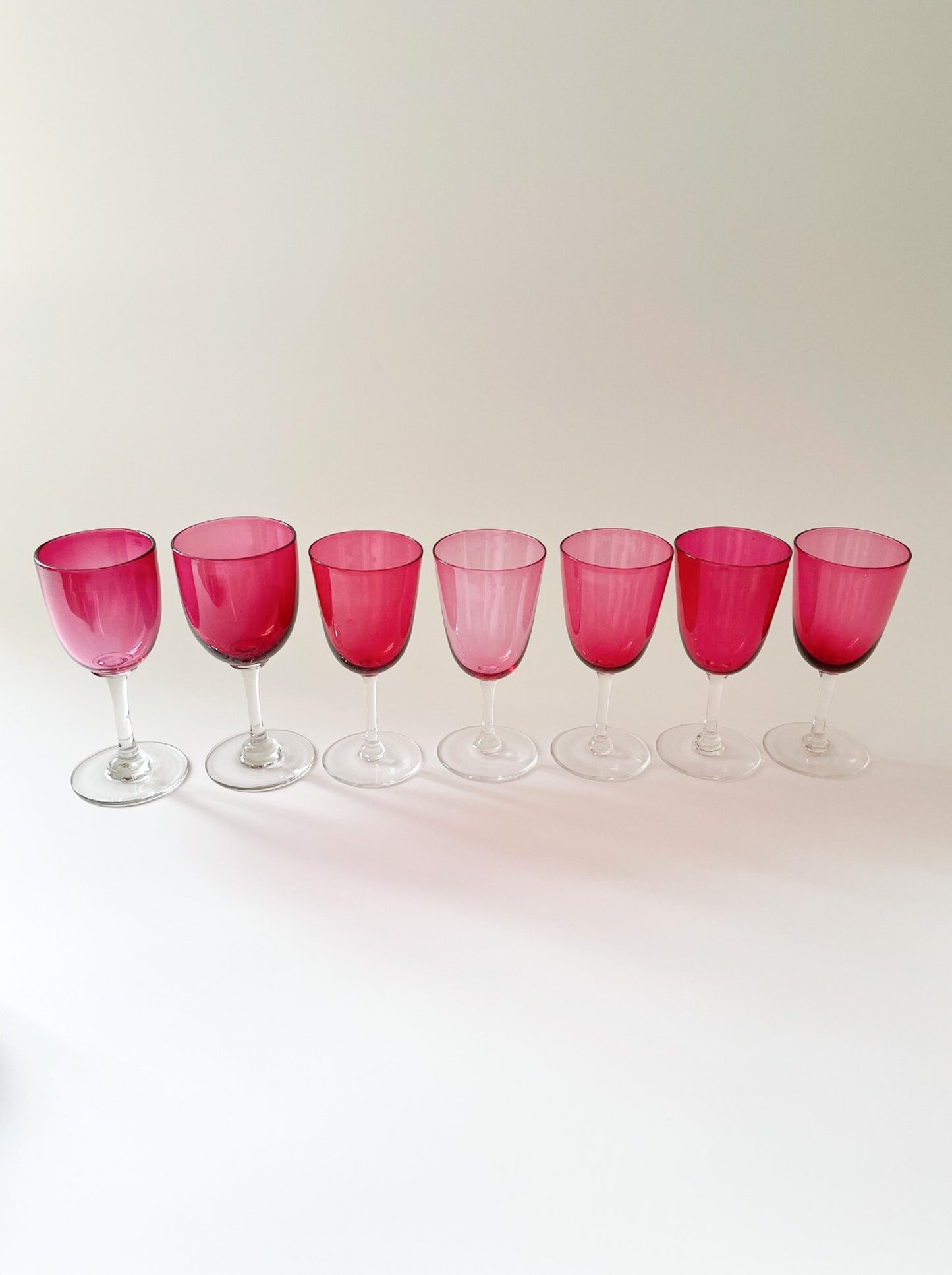 Antique Cranberry Crystal Sherry Glasses