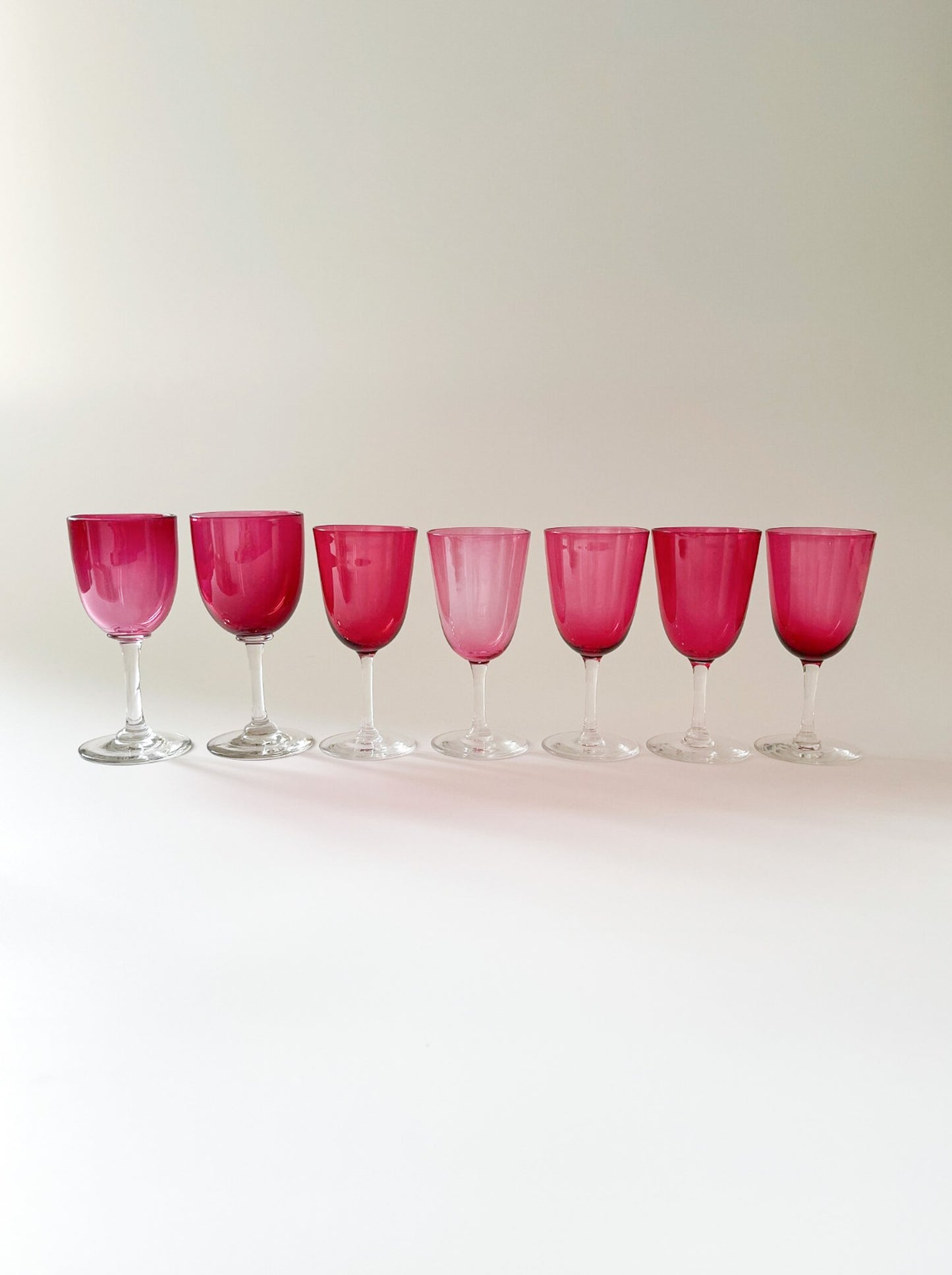 Antique Cranberry Crystal Sherry Glasses