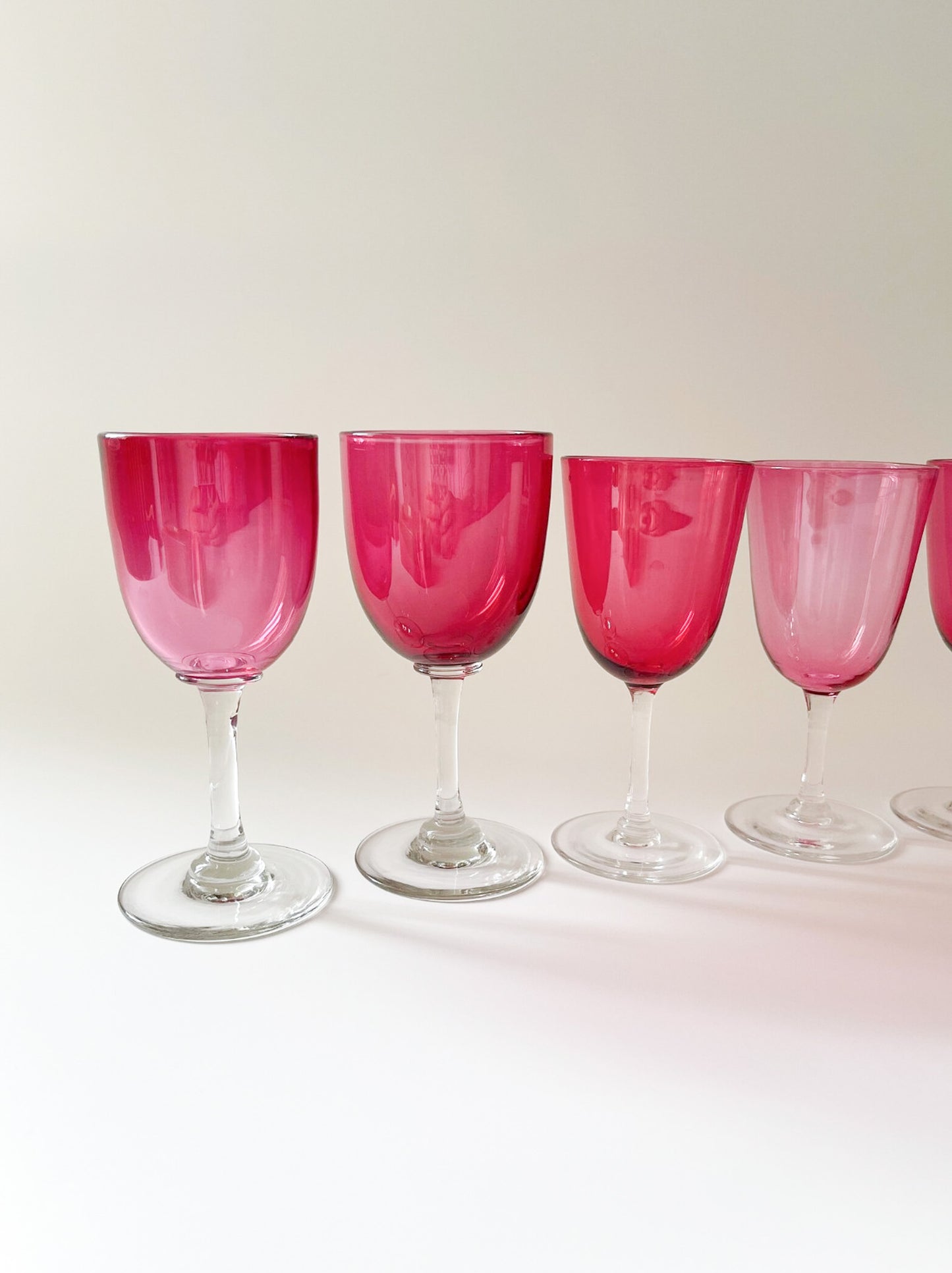 Antique Cranberry Crystal Sherry Glasses