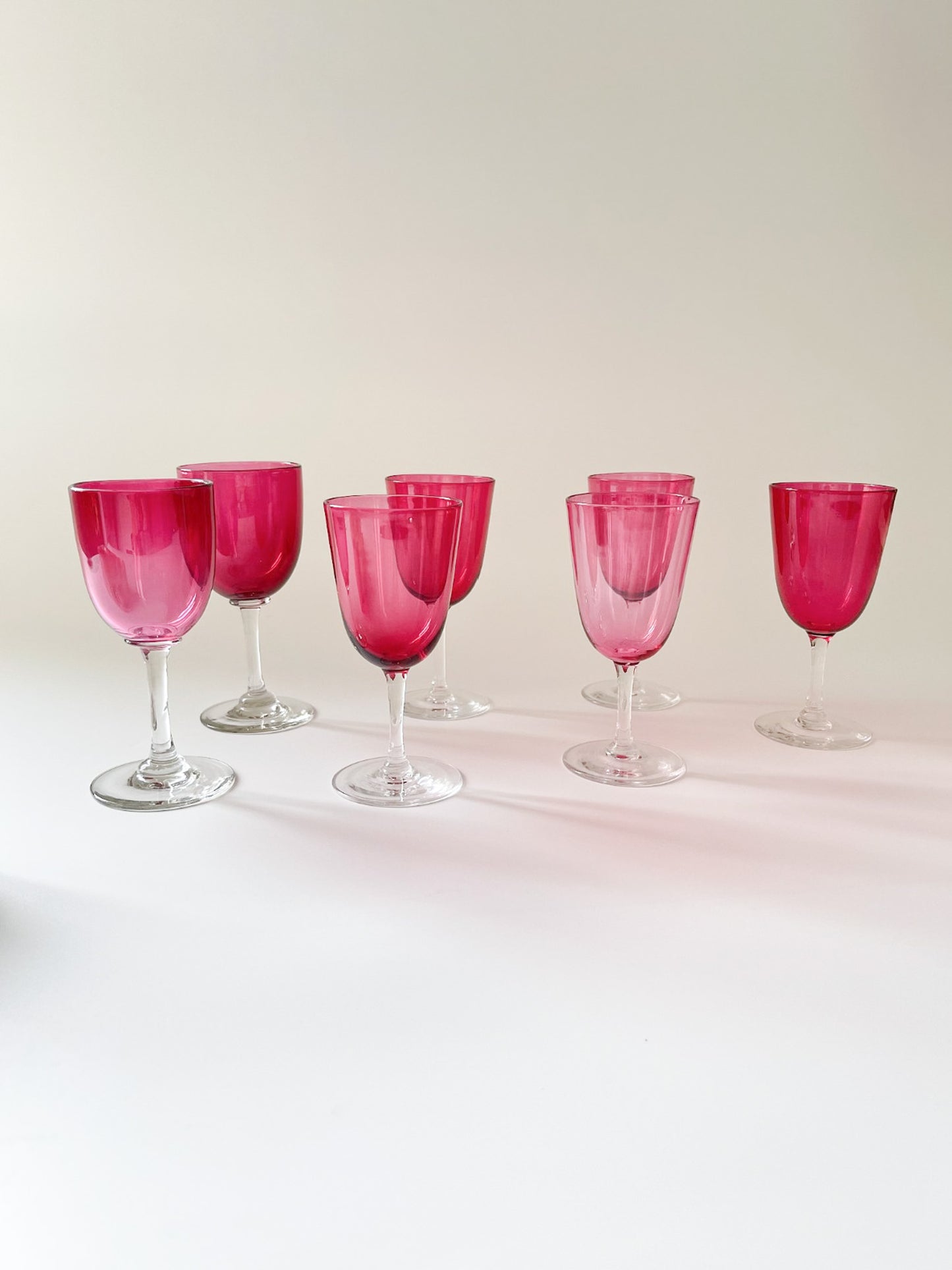 Antique Cranberry Crystal Sherry Glasses