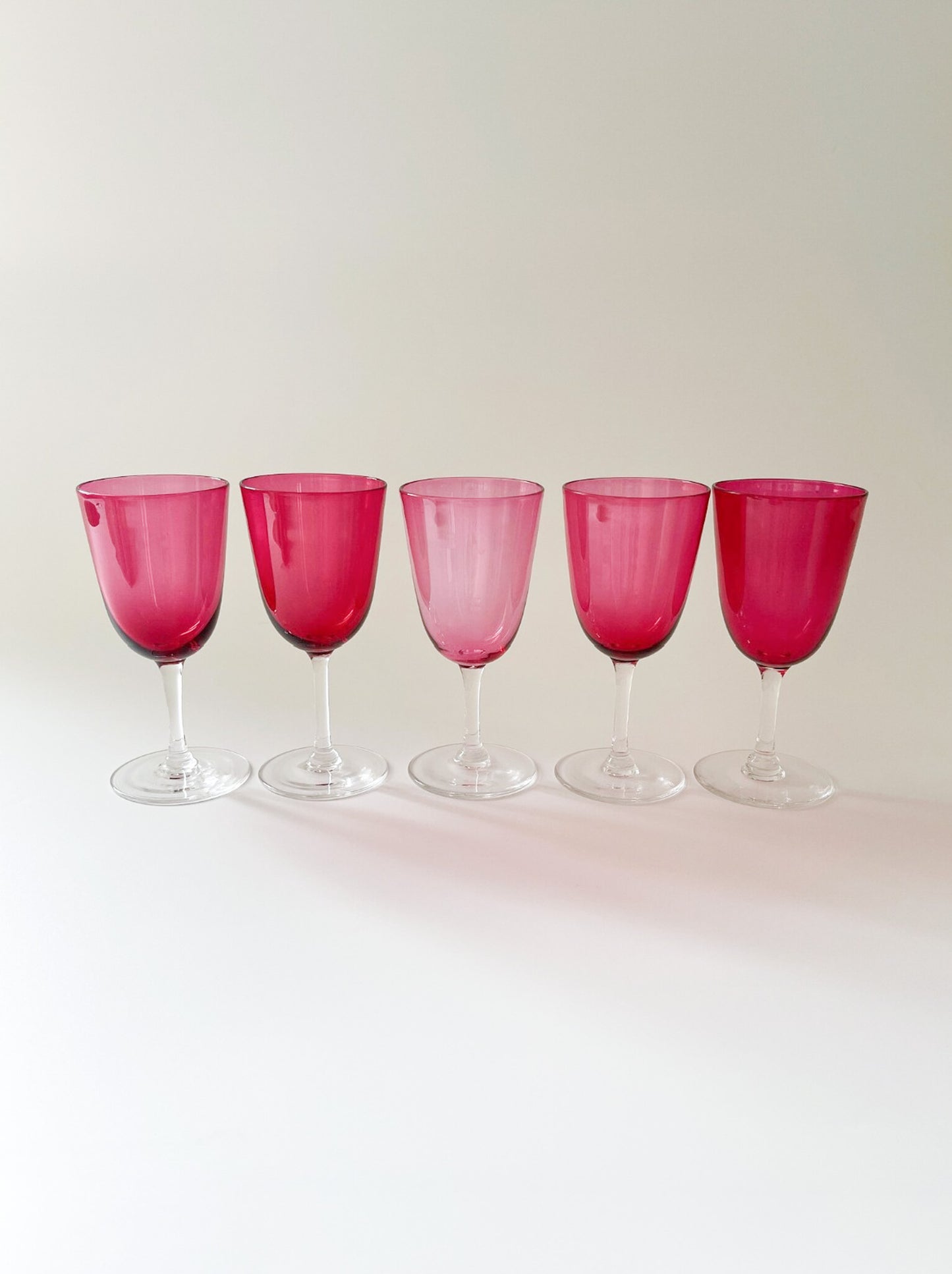 Antique Cranberry Crystal Sherry Glasses