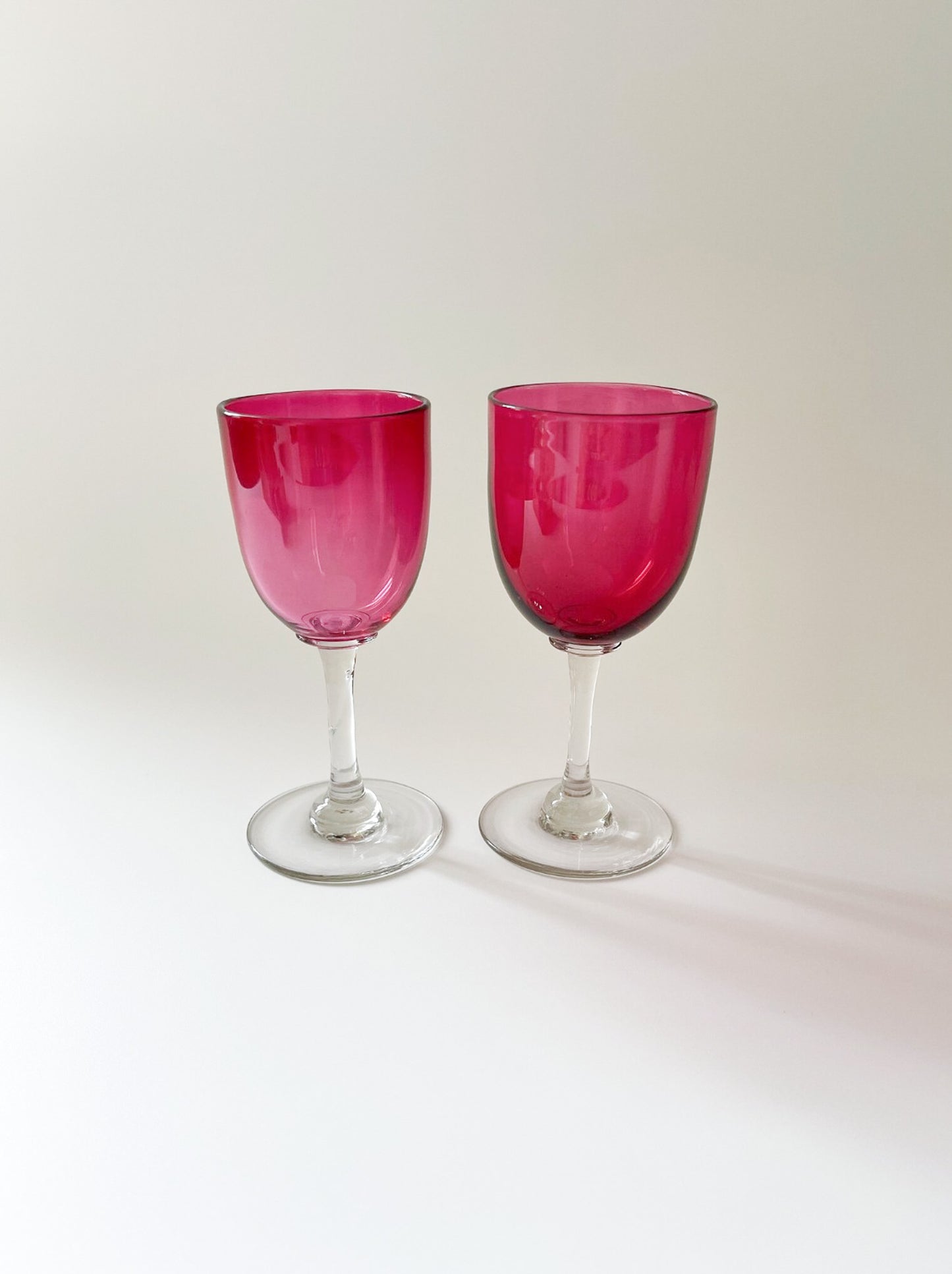 Antique Cranberry Crystal Sherry Glasses