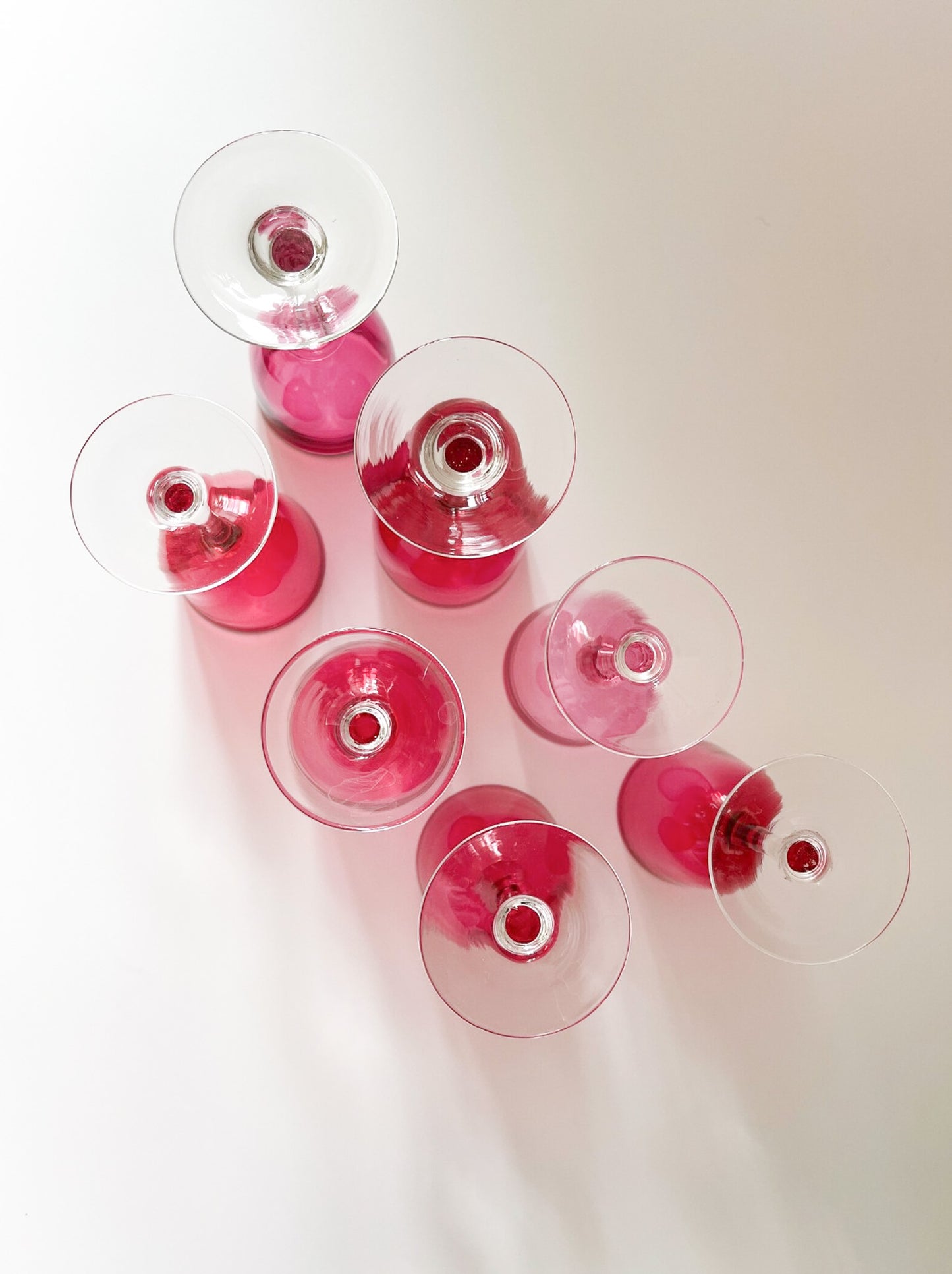 Antique Cranberry Crystal Sherry Glasses