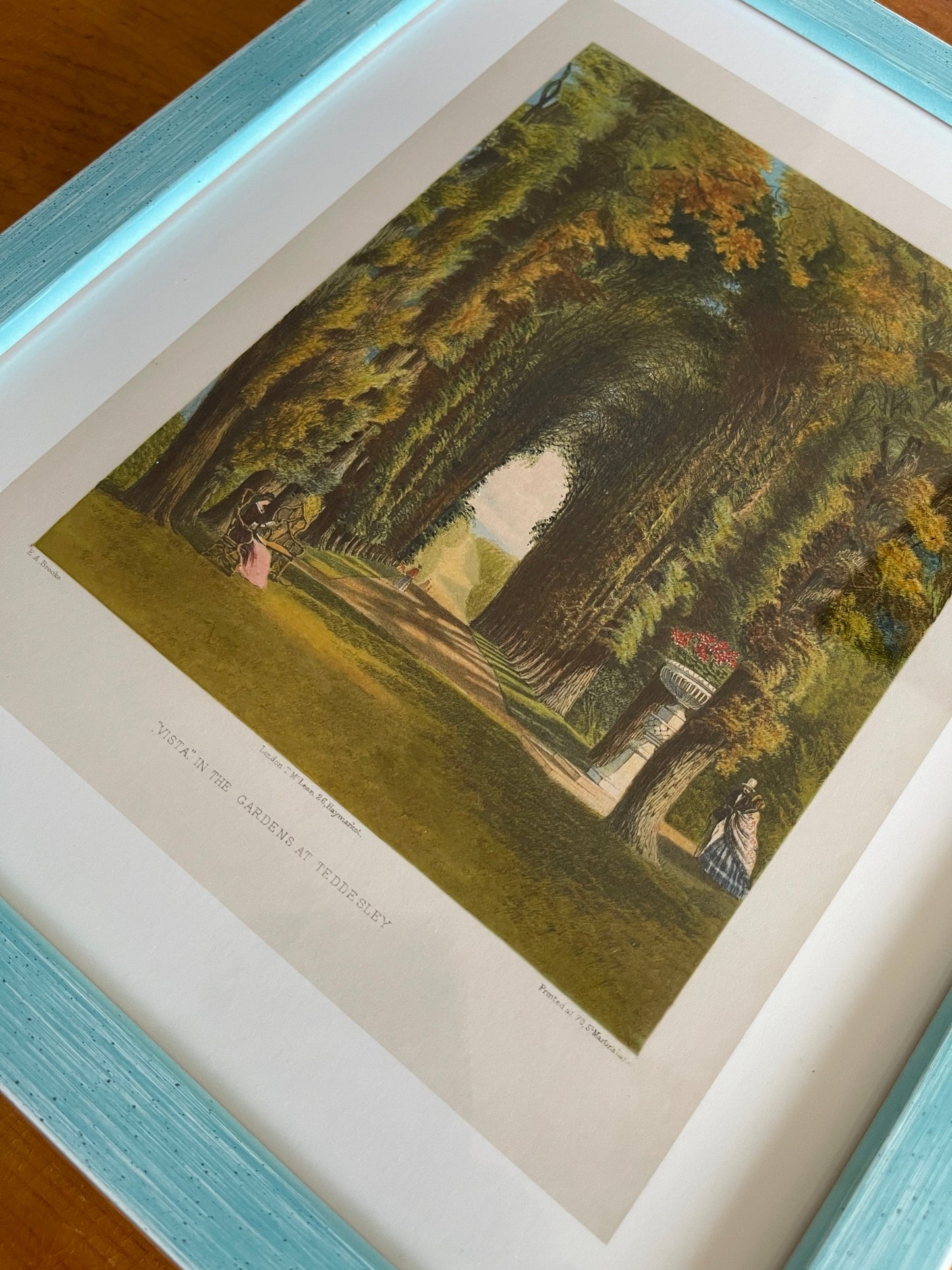 Gardens at Teddesley Reproduction Antique Art Print, 1857