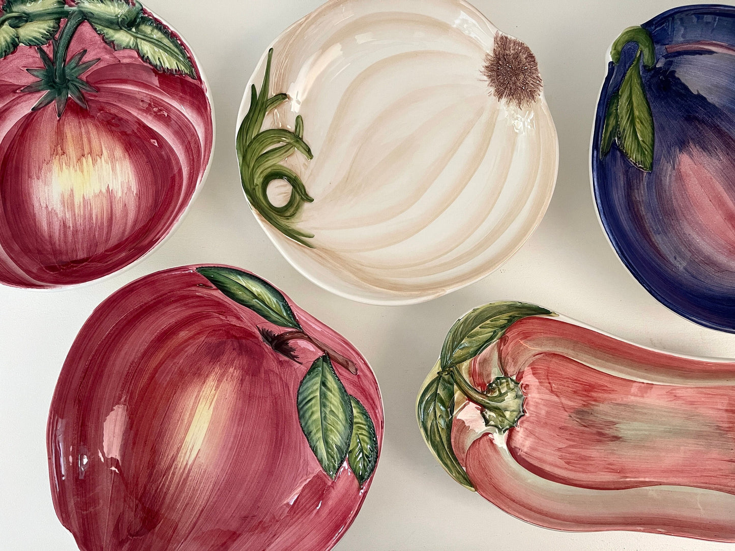 Vintage Italian Hand Painted Fruit and Vegetable Bowl Set