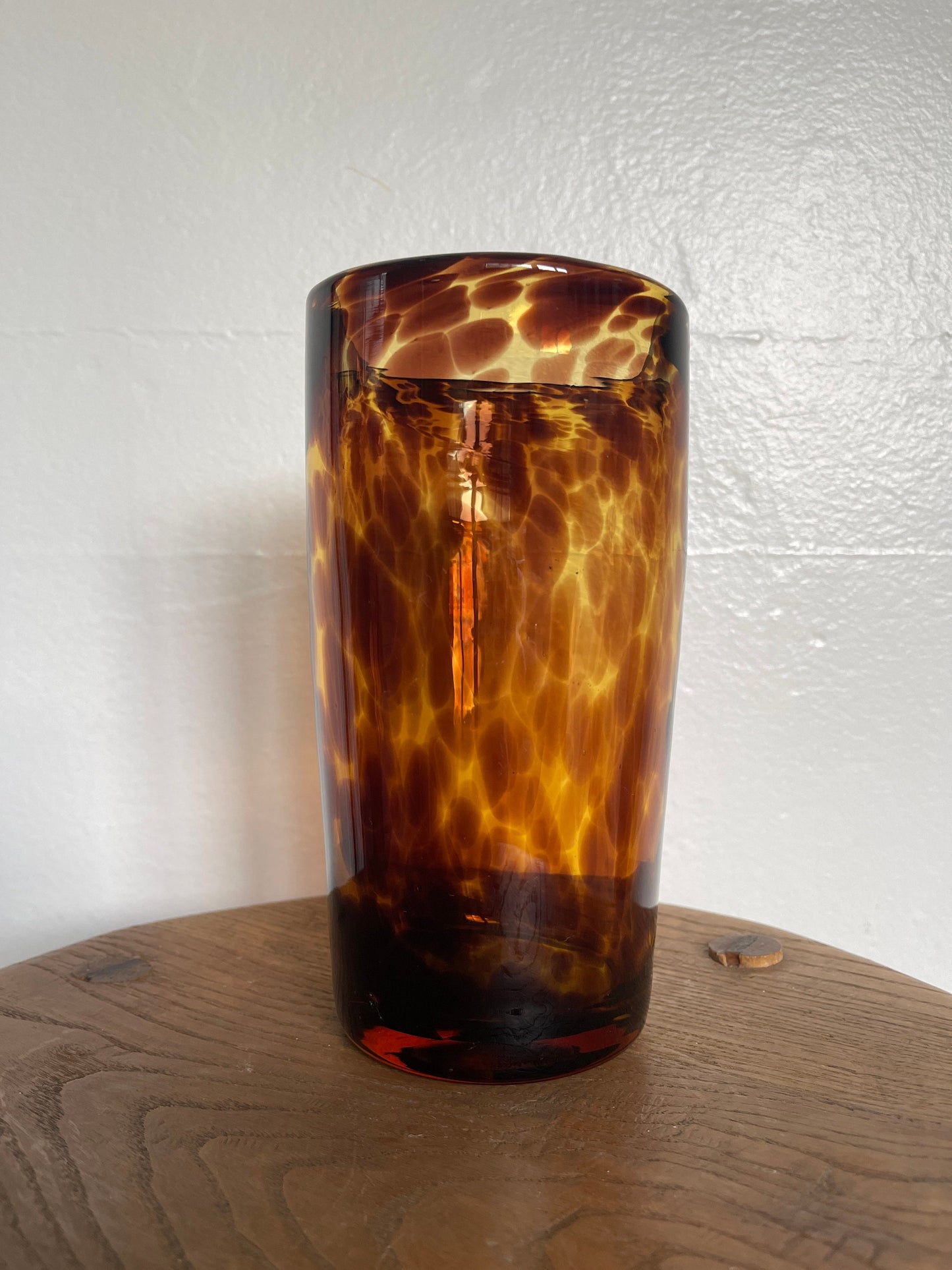 Vintage Tortoise Shell Blown Glass Vase