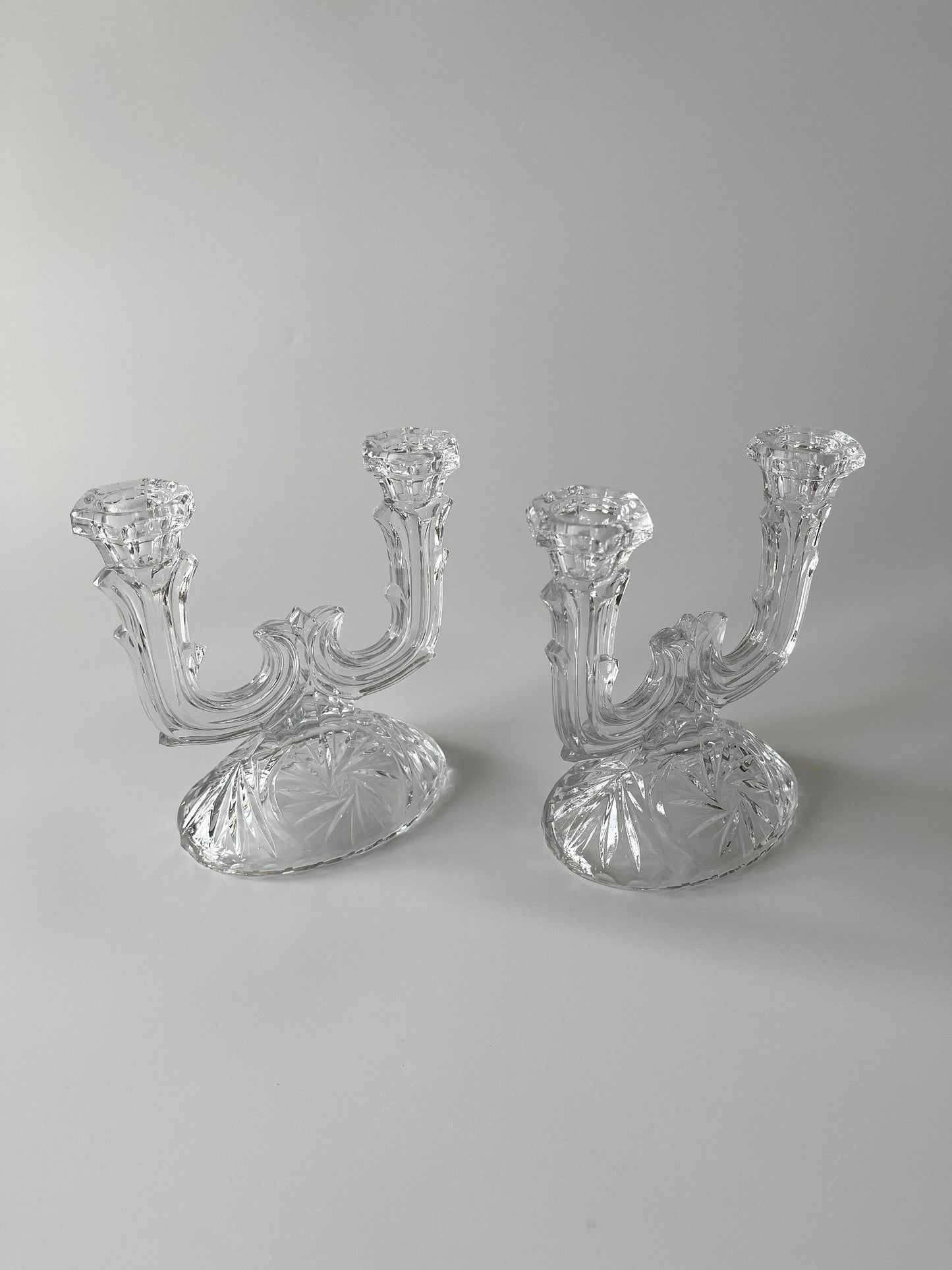 Vintage Glass Double Candle Holders