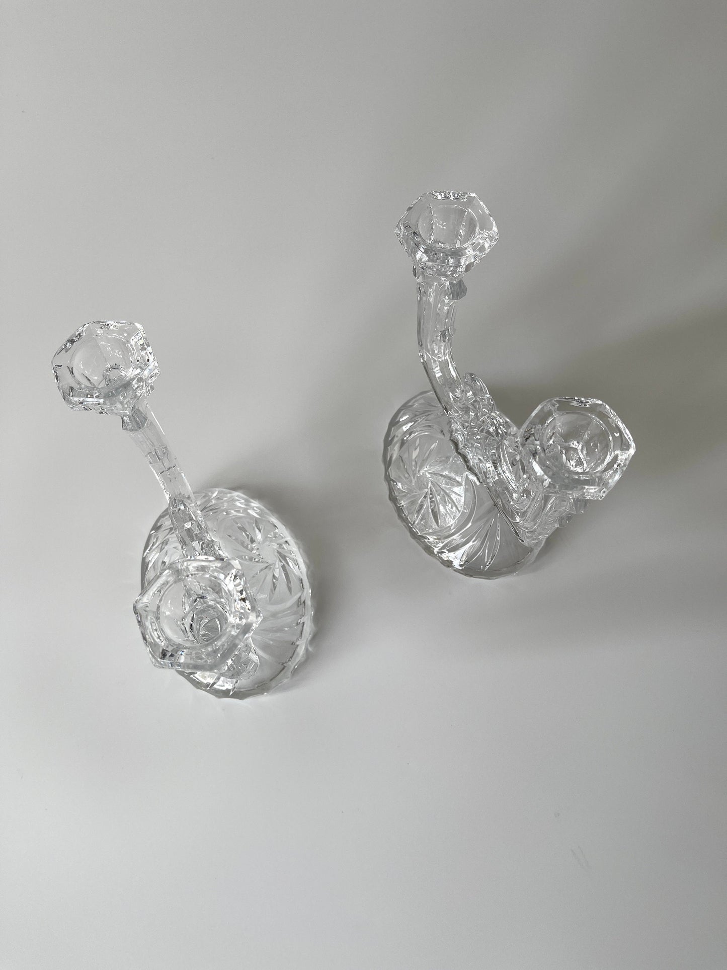 Vintage Glass Double Candle Holders
