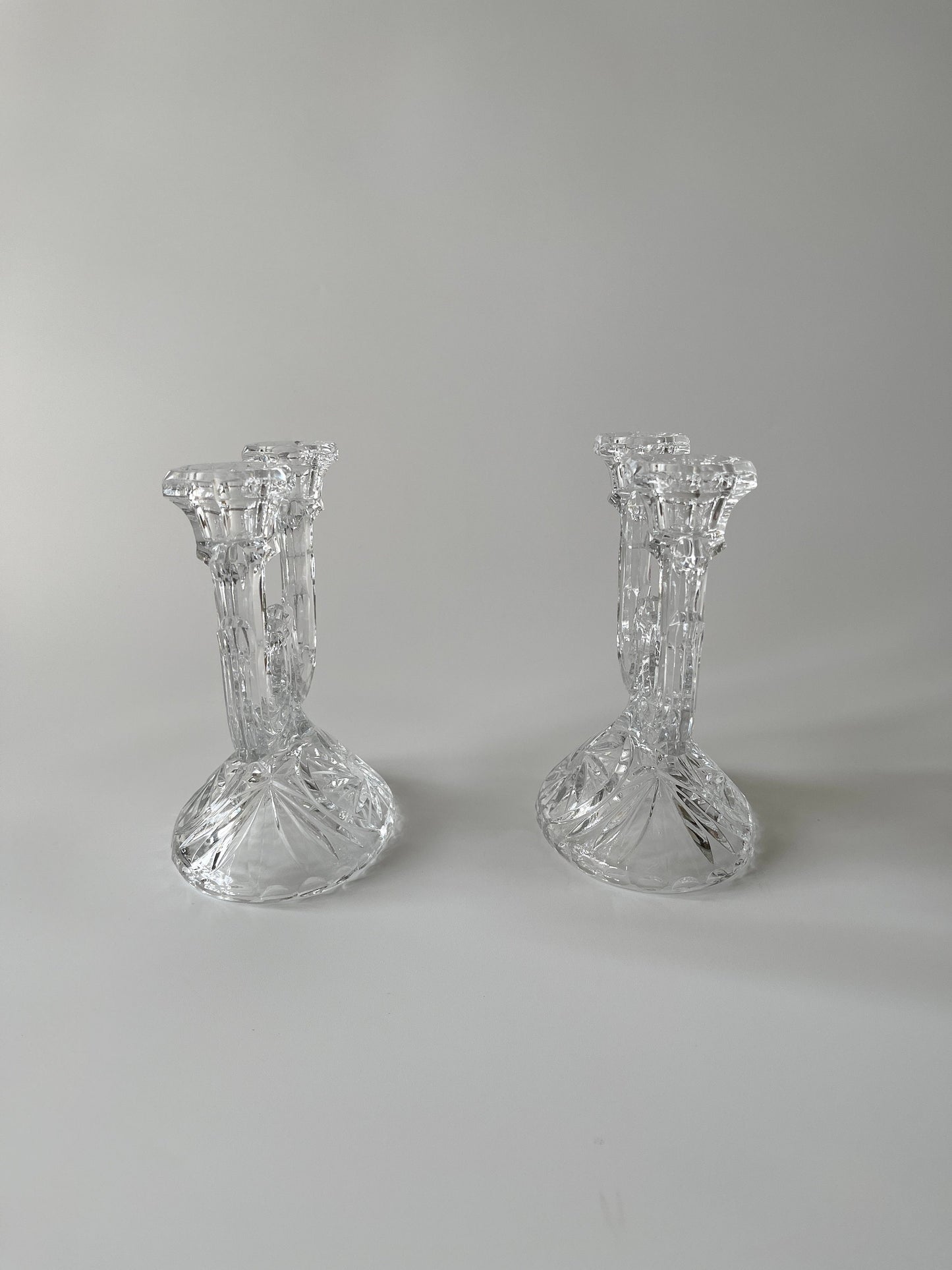 Vintage Glass Double Candle Holders