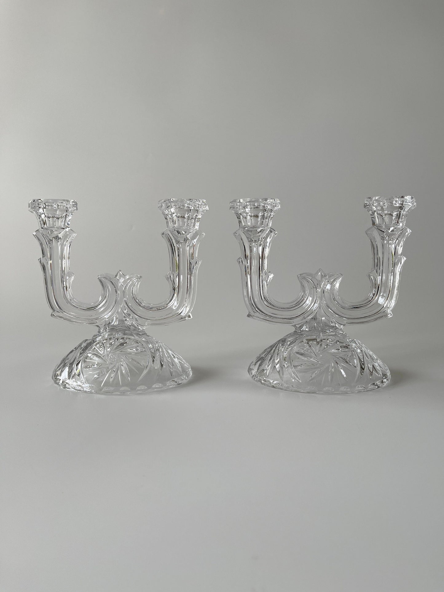 Vintage Glass Double Candle Holders