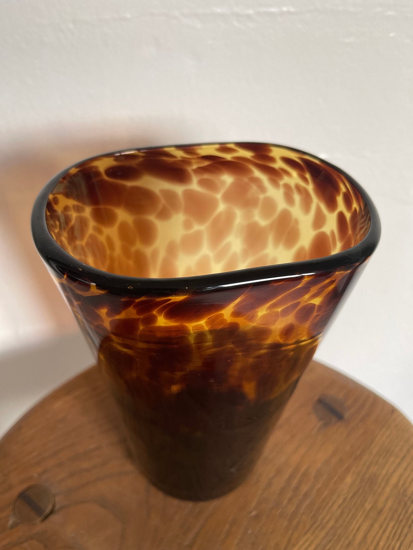 Vintage Tortoise Shell Blown Glass Vase
