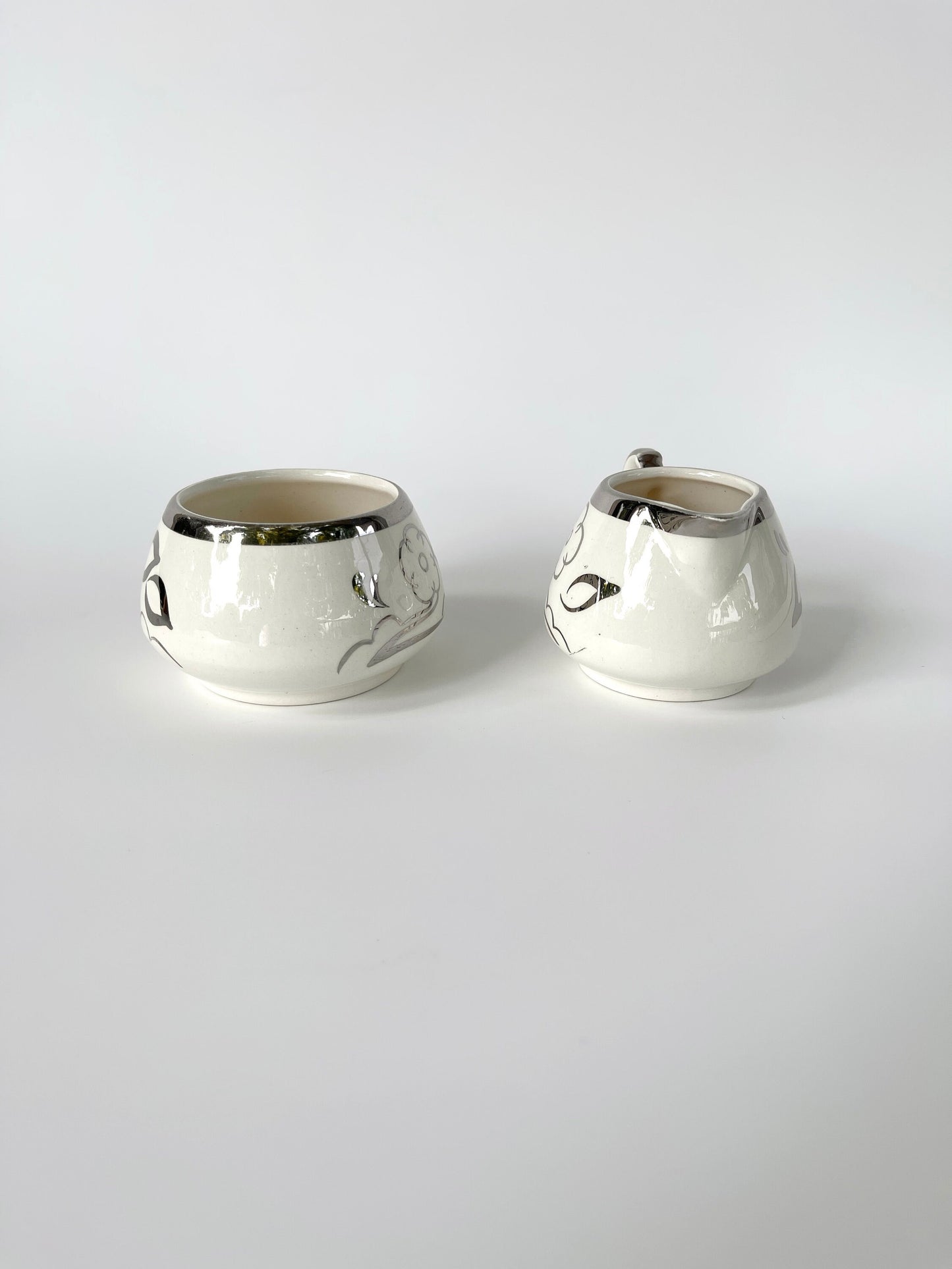 1940s English Lustreware Sugar Pot and Creamer