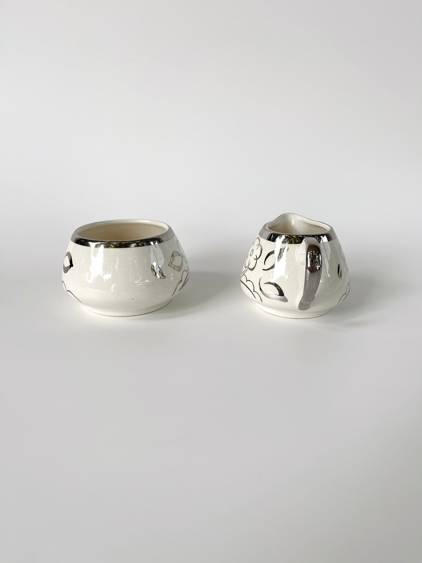 1940s English Lustreware Sugar Pot and Creamer