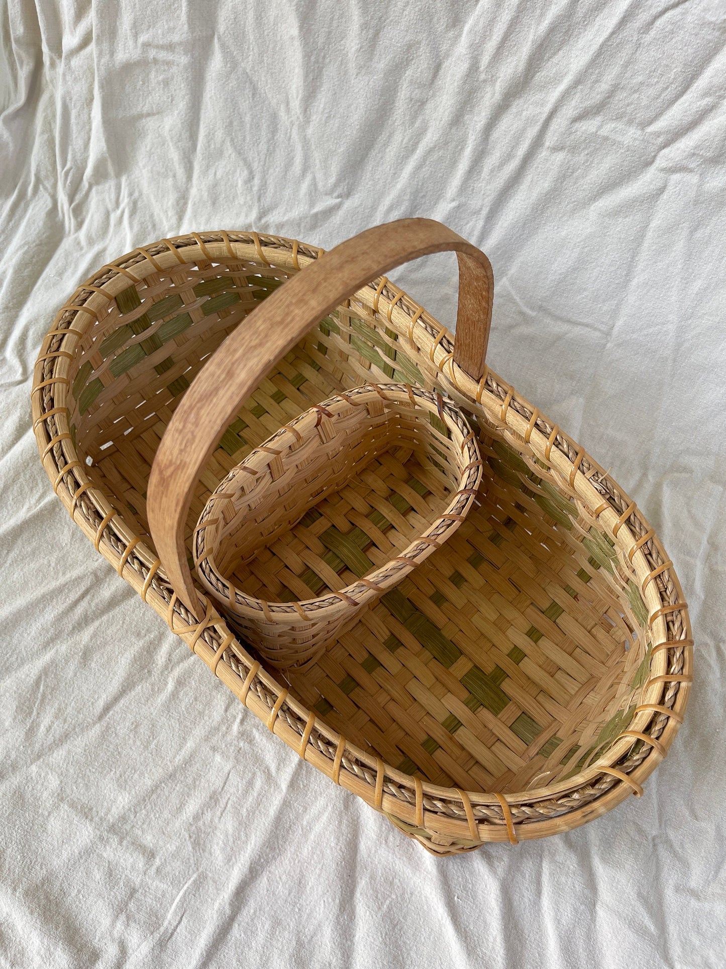 Vintage Splint Wood Gathering Basket