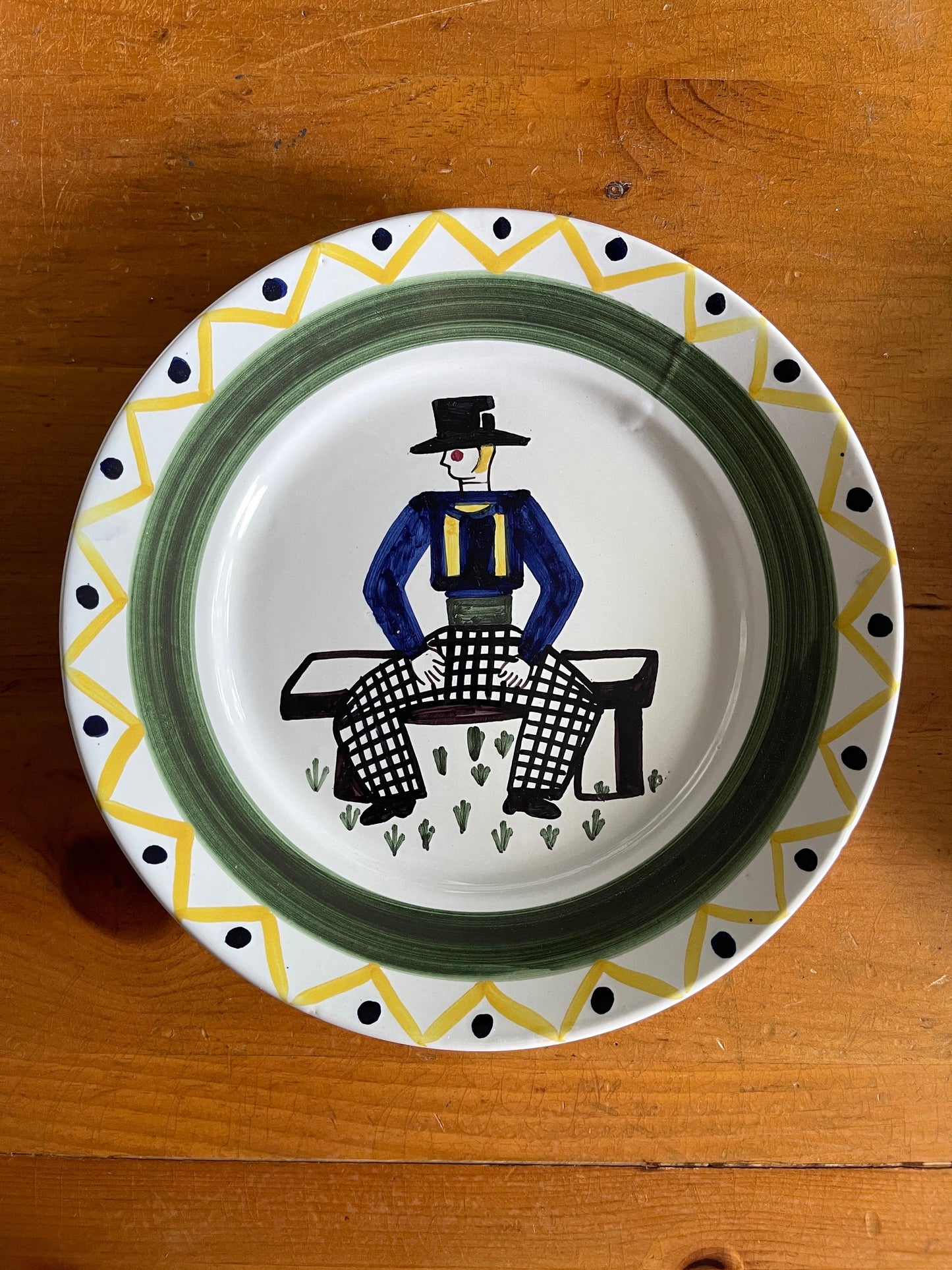 Vintage French HB Quimper Folk Art Plates