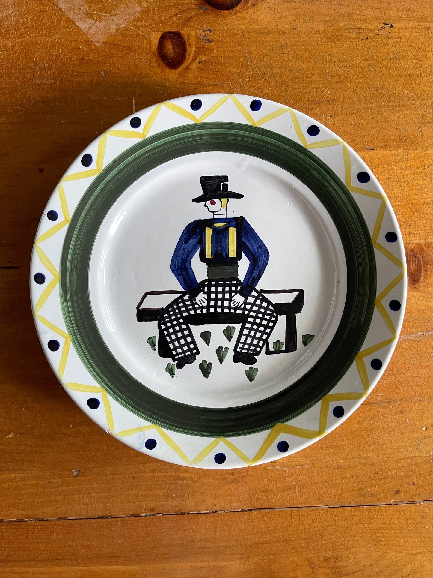 Vintage French HB Quimper Folk Art Plates