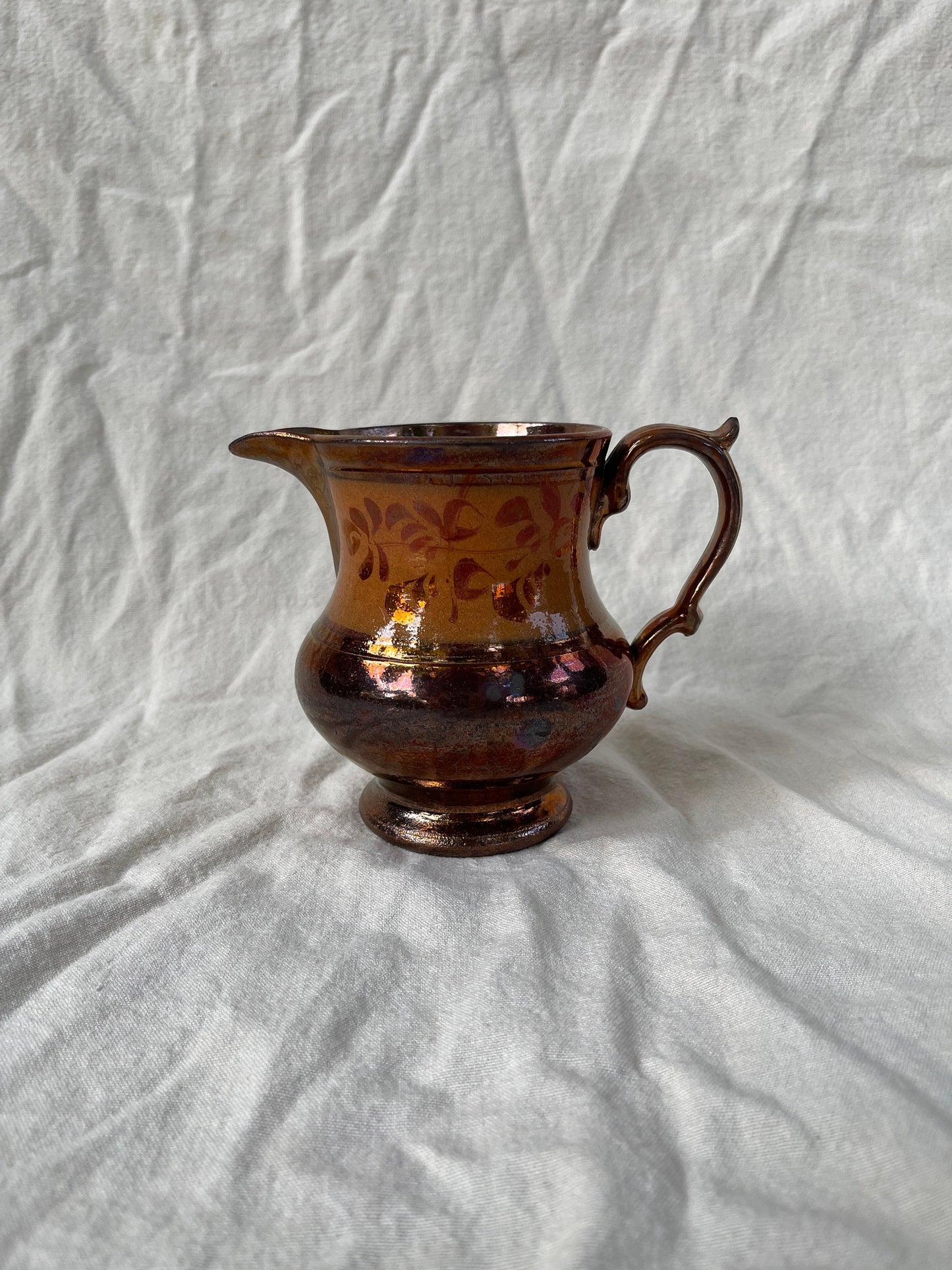 Antique Staffordshire Copper Lustre Pitcher
